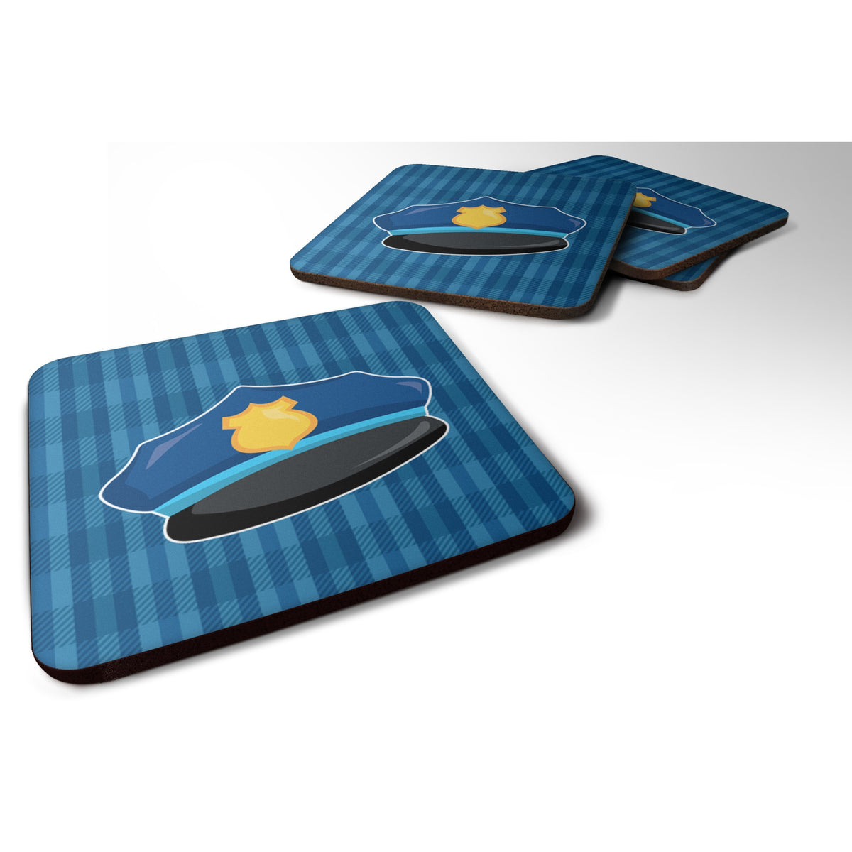 'Caroline'S Treasures Police Hat Foam Coaster Set Of 4, 3.5, Multicolor''