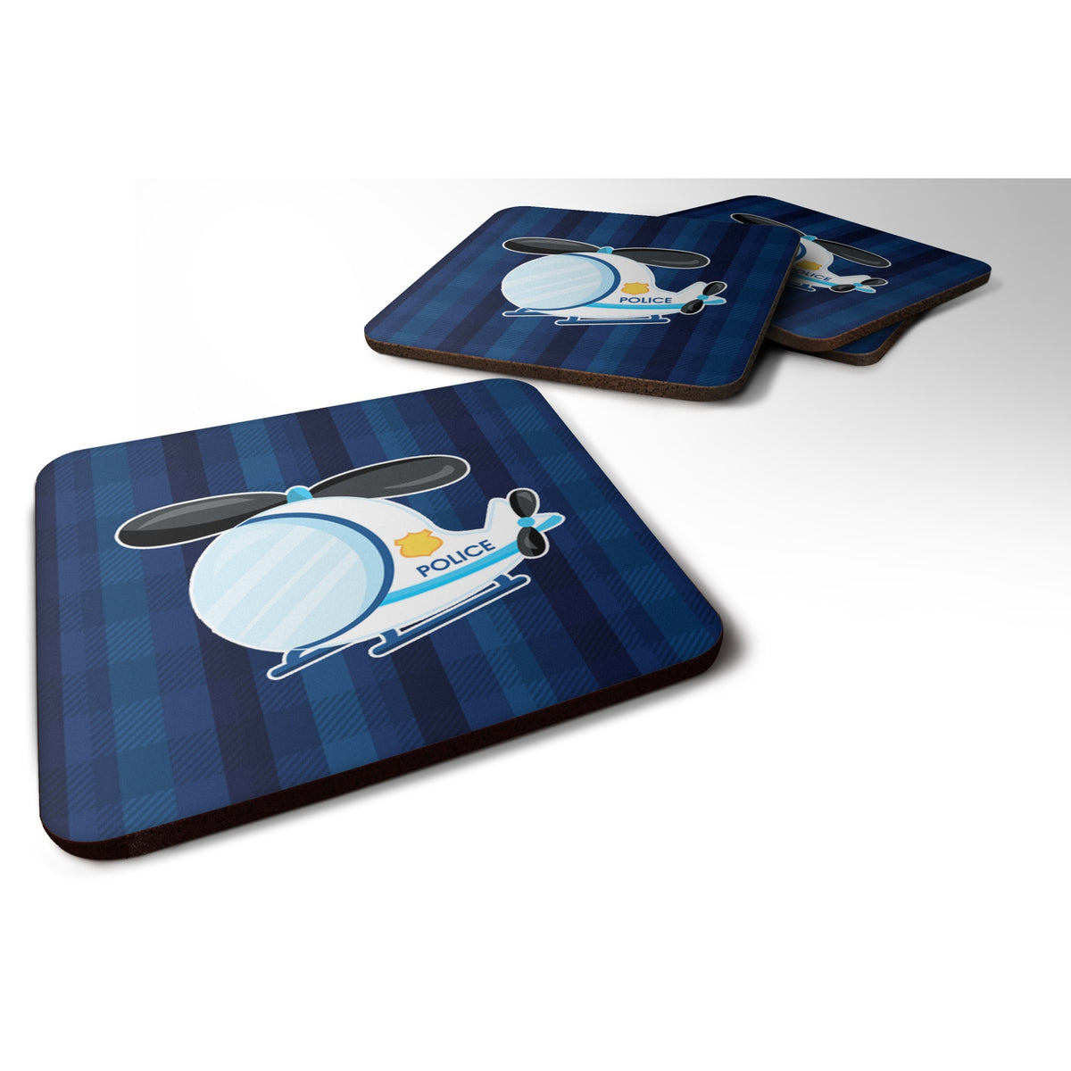 'Caroline'S Treasures Police Helicopter Foam Coaster Set Of 4, 3.5, Multicolor''