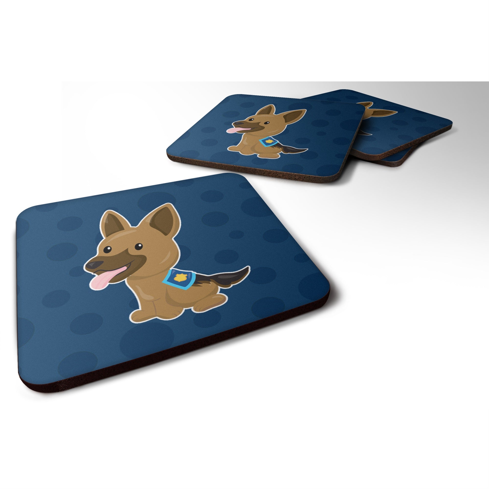 'Caroline'S Treasures Police German Shepherd Foam Coaster Set Of 4, 3.5, Multicolor''