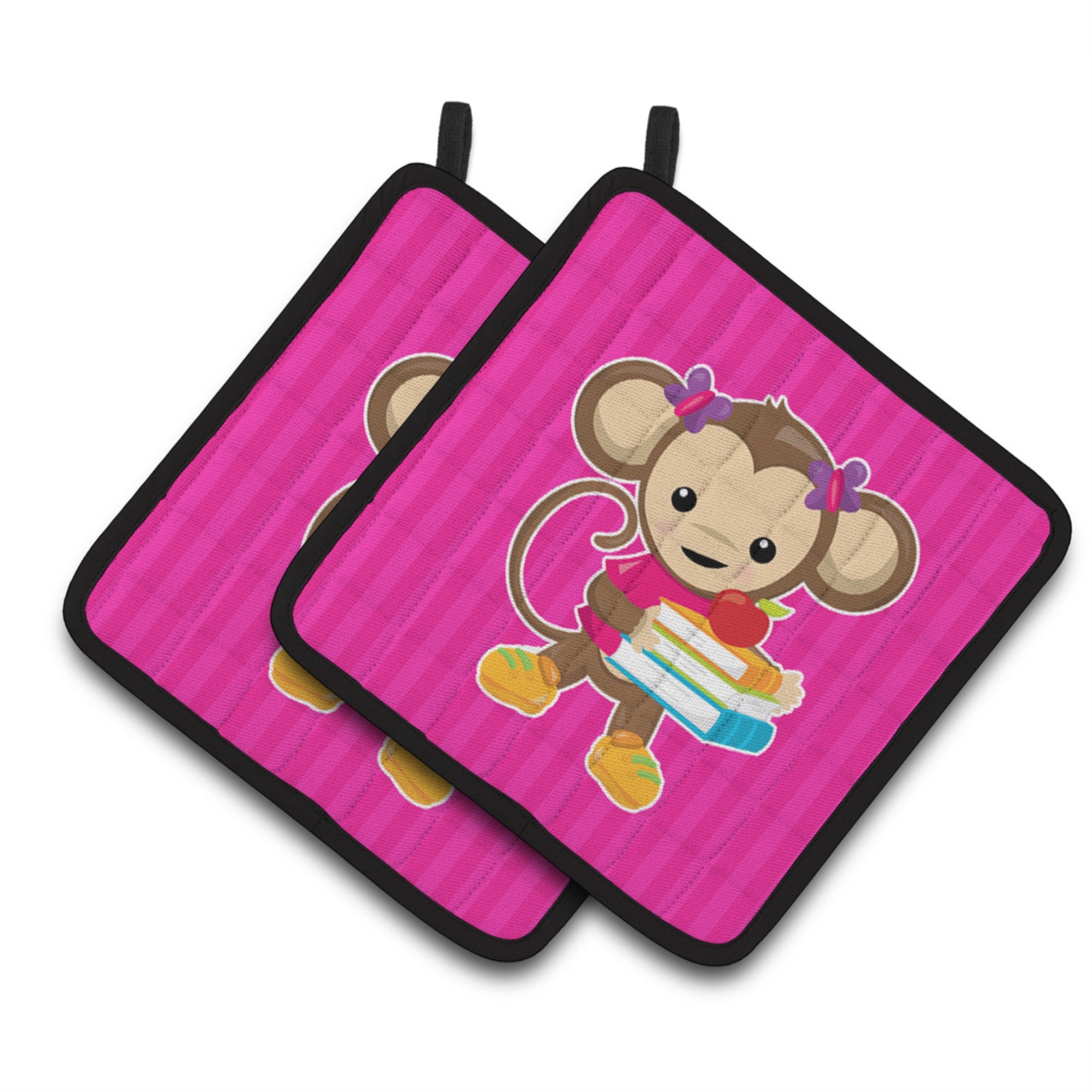 'Caroline'S Treasures Bb7018Pthd Monkey And School Books Pair Of Pot Holders, 7.5 X 7.5'''', Multicolor''