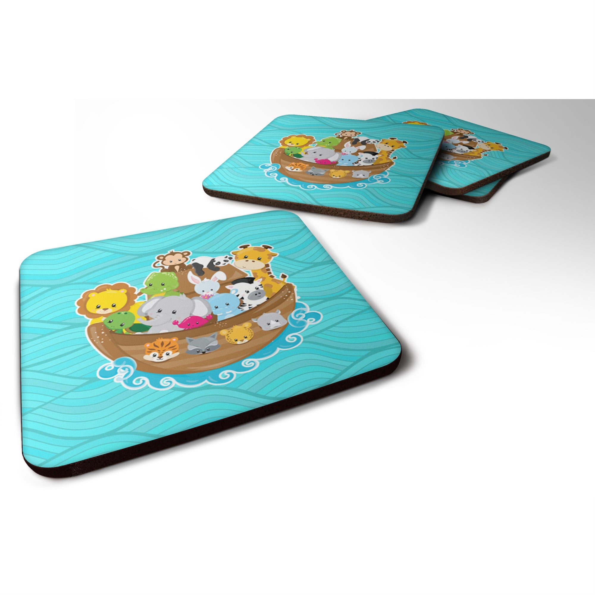 'Caroline'S Treasures Noah'S Ark Foam Coaster Set Of 4, 3.5, Multicolor''