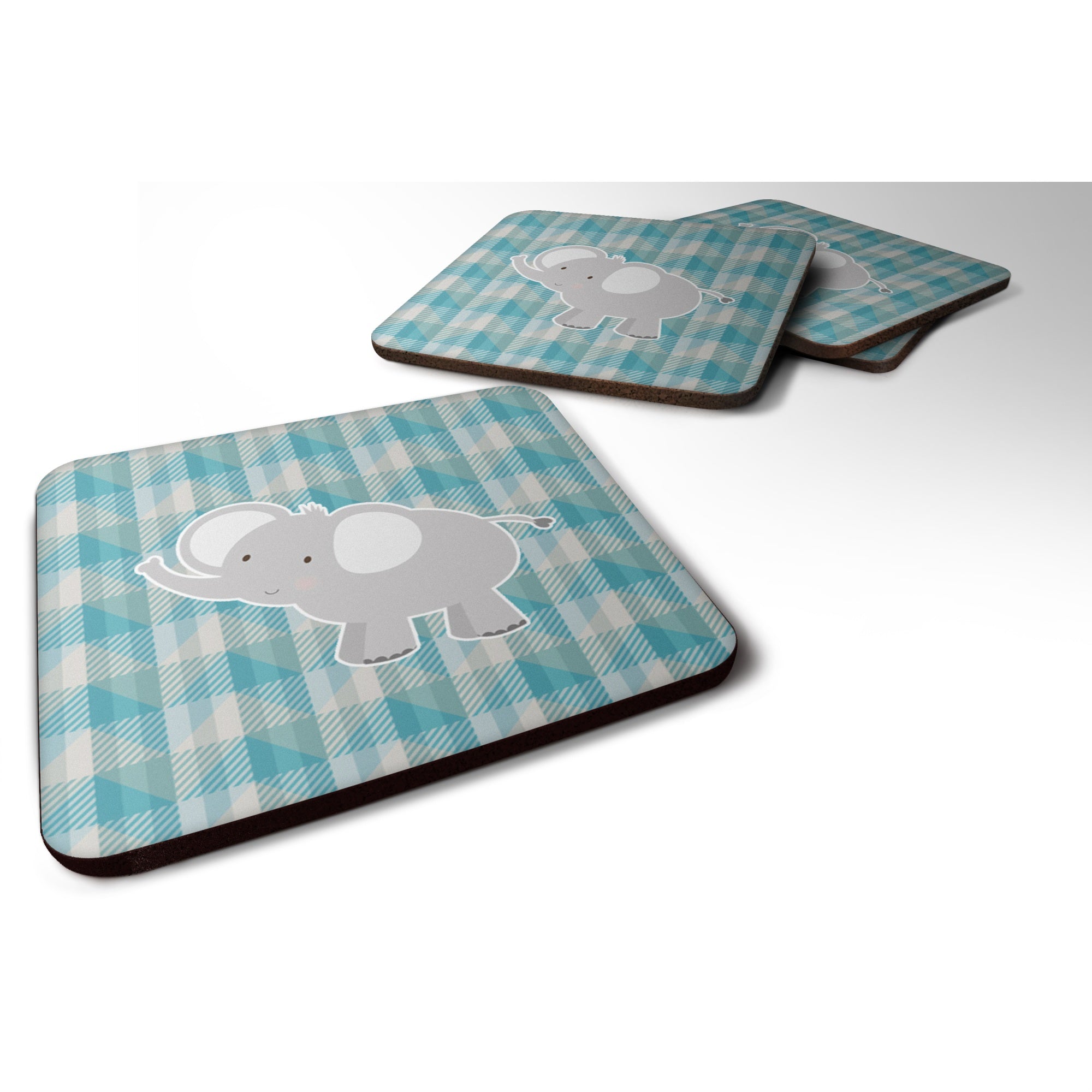'Caroline'S Treasures Bb7022Fc Elephant Foam Coaster Set Of 4, 3.5'''', Multicolor''