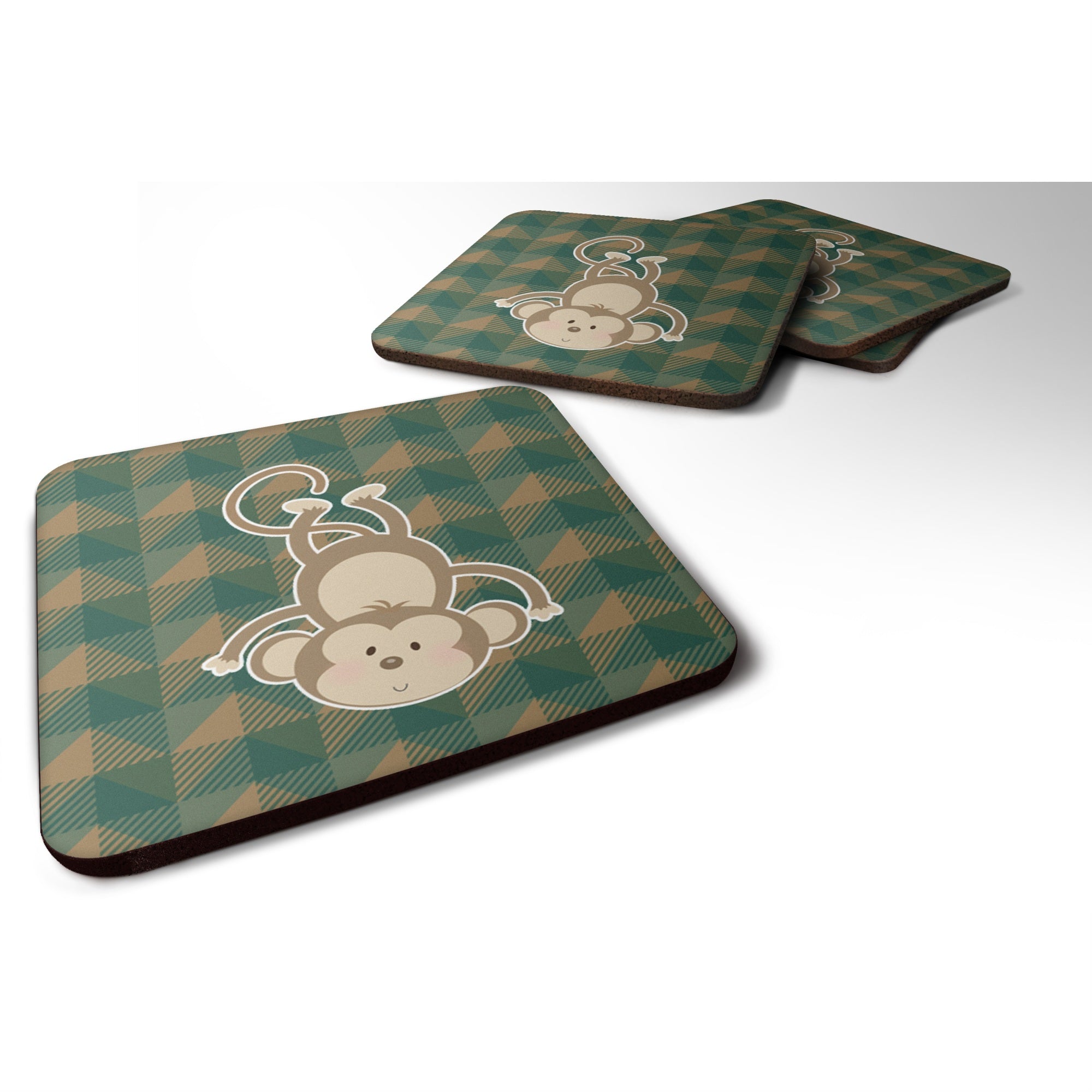 'Caroline'S Treasures Bb7023Fc Monkey Foam Coaster Set Of 4, 3.5'''', Multicolor''
