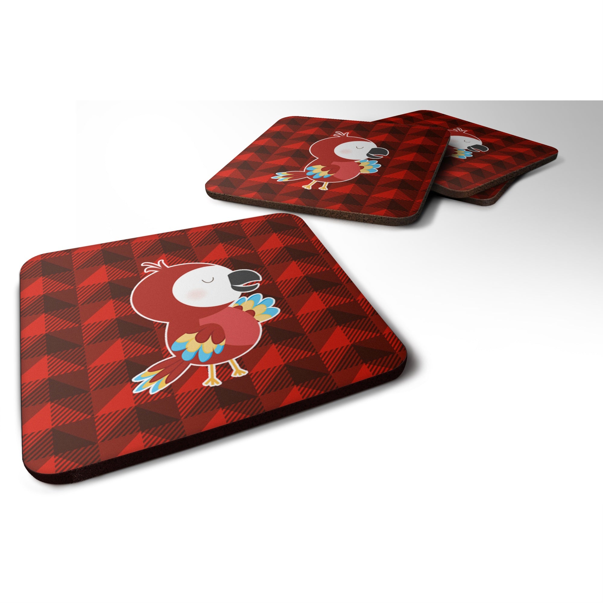 'Caroline'S Treasures Parrot Foam Coaster Set Of 4, 3.5, Multicolor''