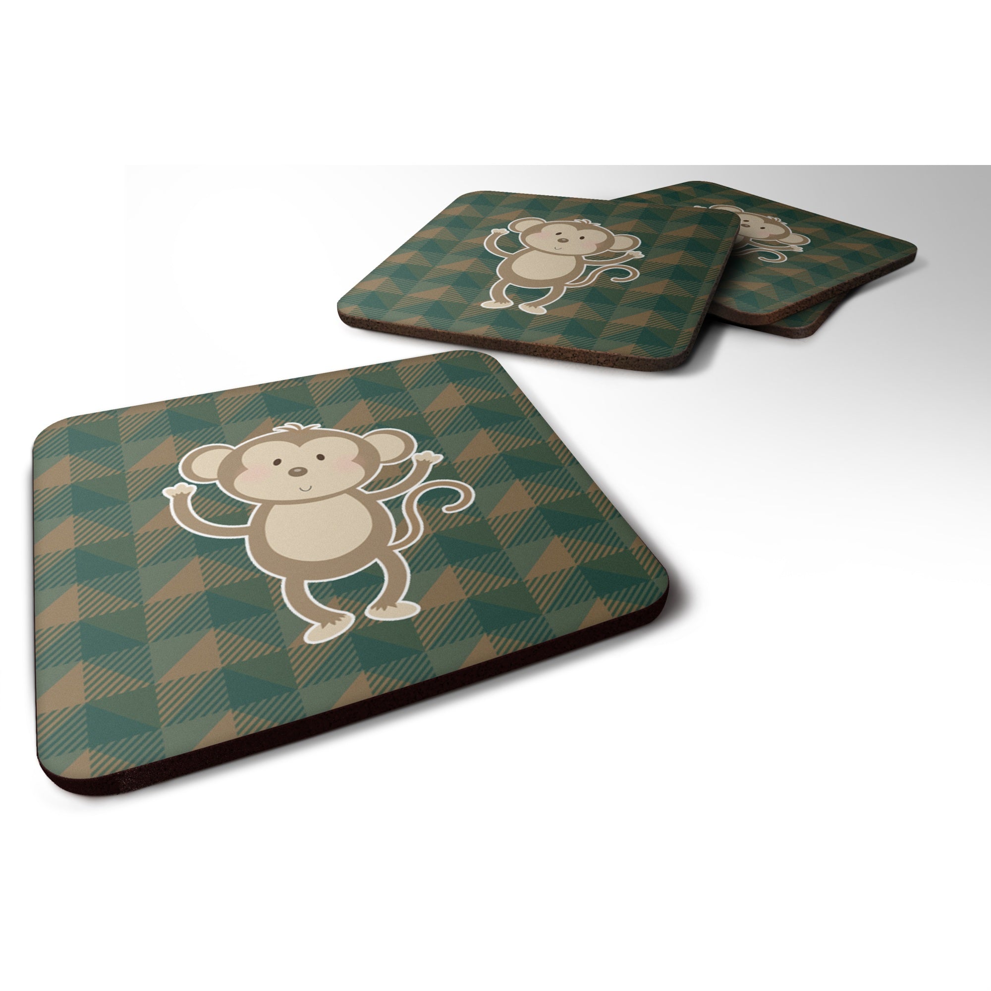 'Caroline'S Treasures Bb7025Fc Monkey Foam Coaster Set Of 4, 3.5'''', Multicolor''