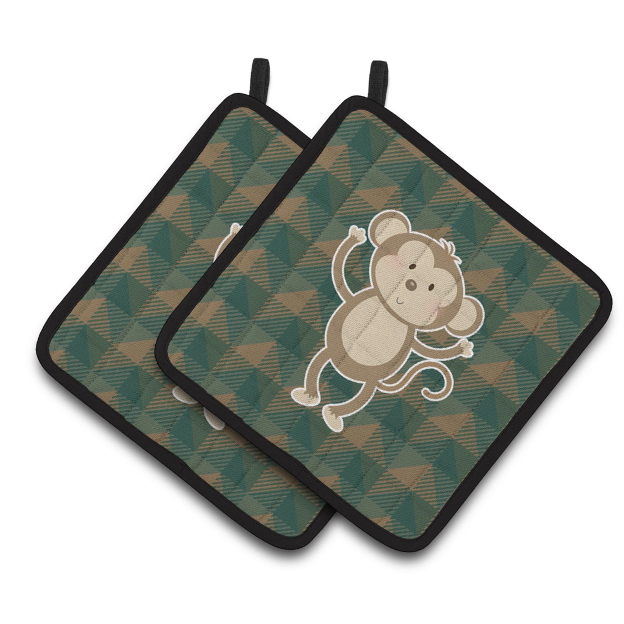 'Caroline'S Treasures Bb7025Pthd Monkey Pair Of Pot Holders, 7.5 X 7.5'''', Multicolor''