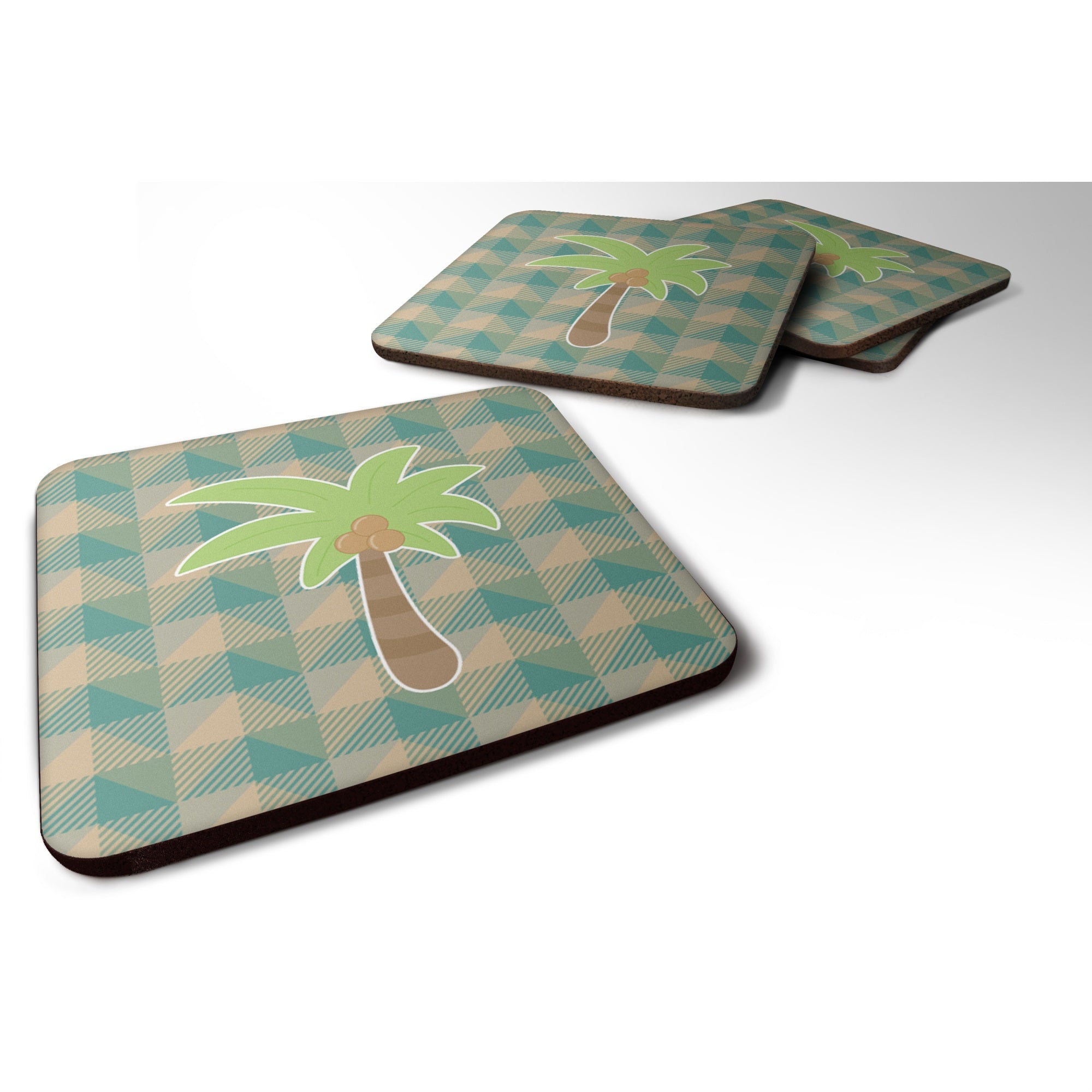 'Caroline'S Treasures Bb7028Fc Palm Tree Foam Coaster Set Of 4, 3.5'''', Multicolor''