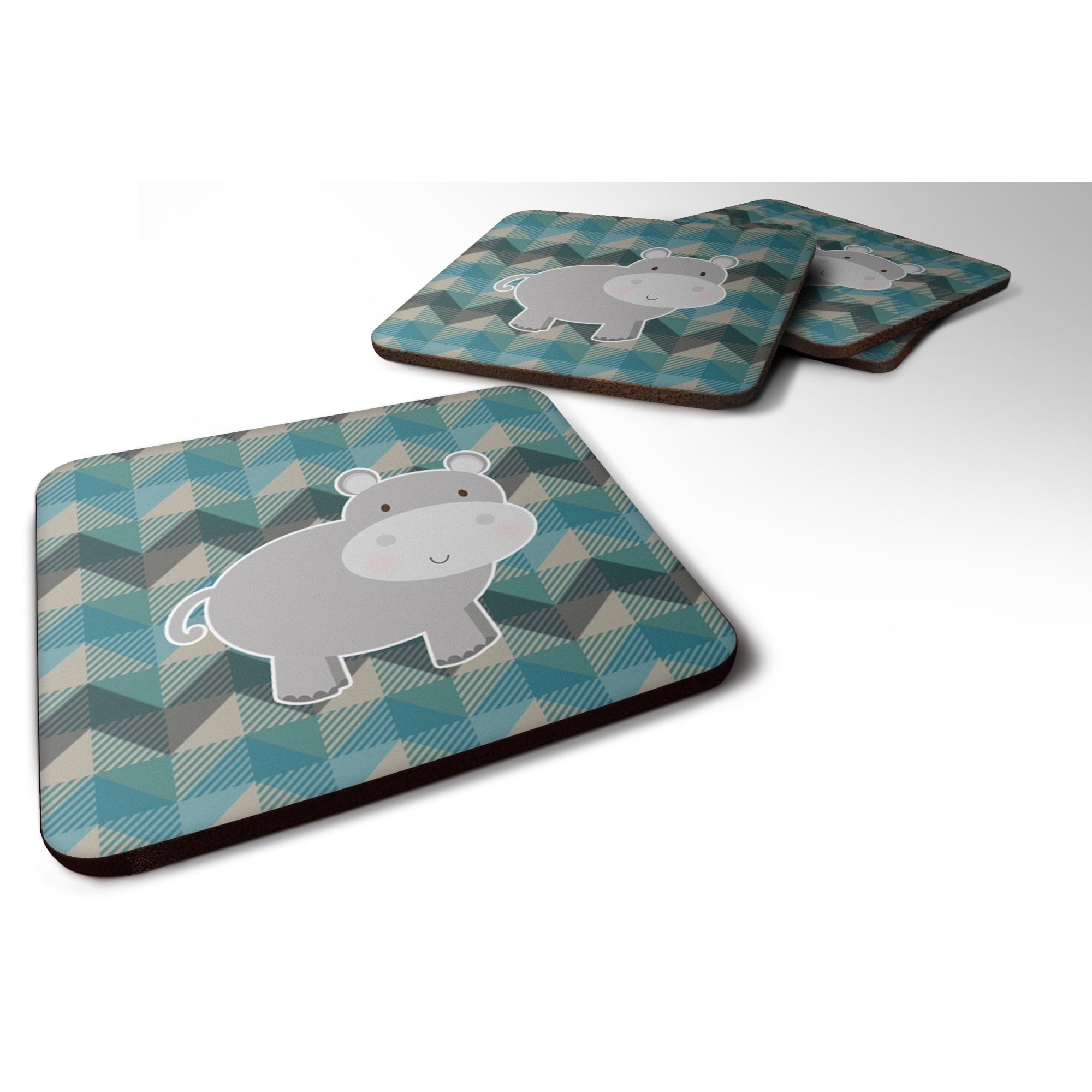 'Caroline'S Treasures Bb7031Fc Hippopotamus Foam Coaster Set Of 4, 3.5'''', Multicolor''