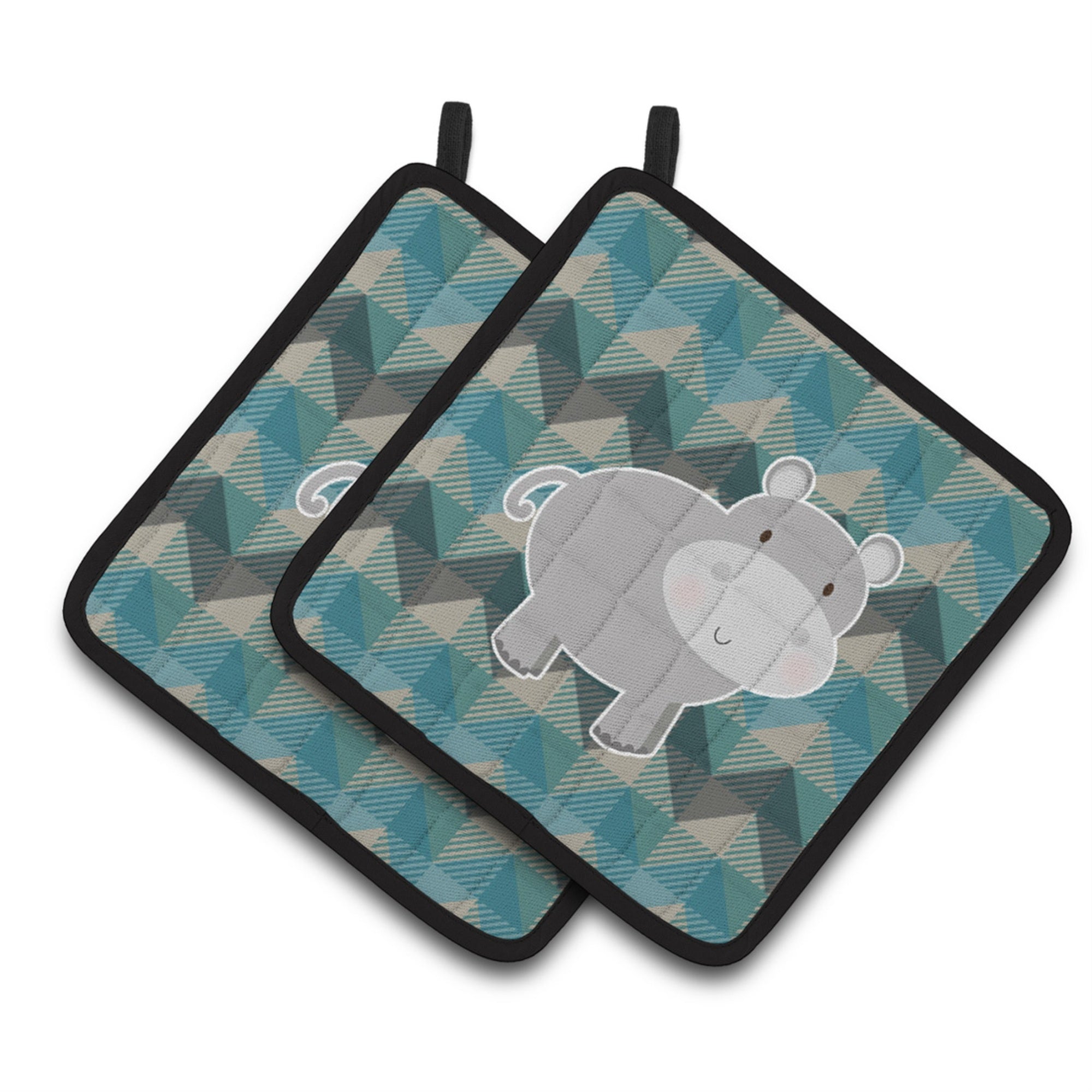 'Caroline'S Treasures Bb7031Pthd Hippopotamus Pair Of Pot Holders, 7.5 X 7.5'''', Multicolor''