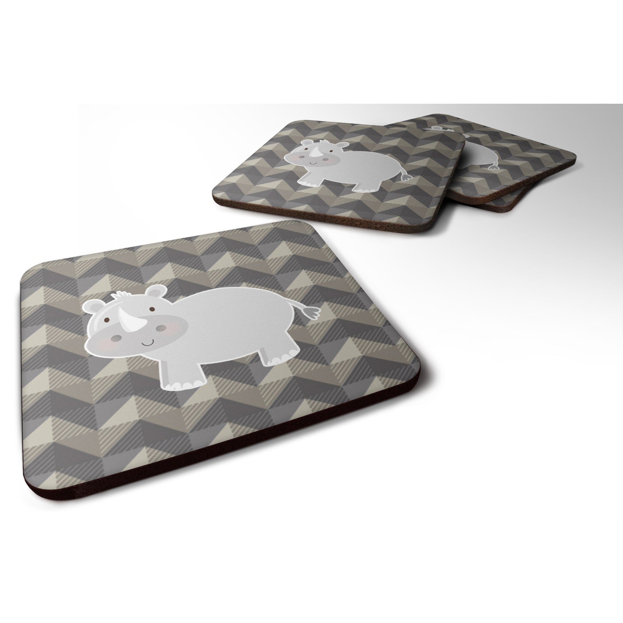 'Caroline'S Treasures Rhinoceros Foam Coaster Set Of 4, 3.5, Multicolor''