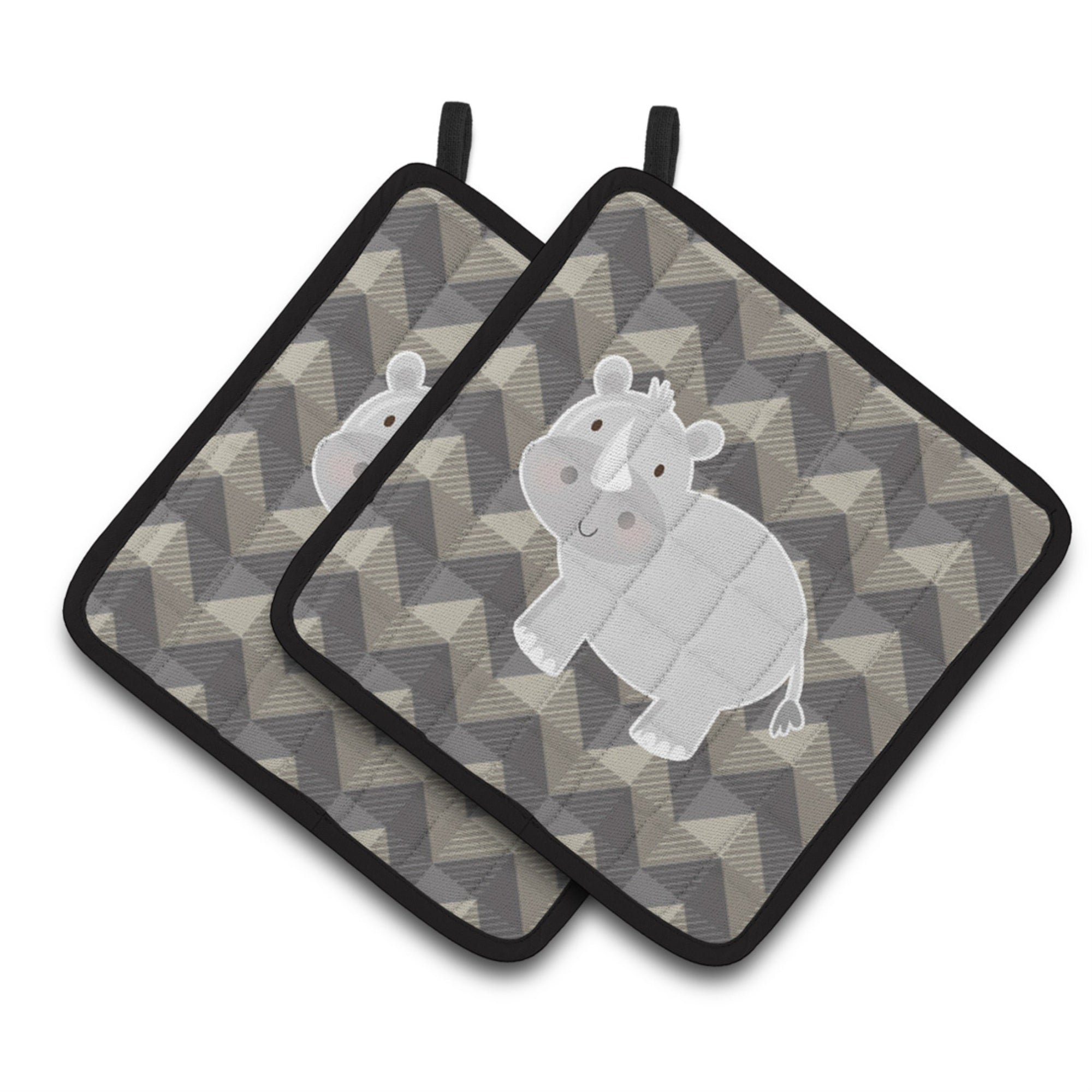 'Caroline'S Treasures Bb7033Pthd Rhinoceros Pair Of Pot Holders, 7.5 X 7.5'''', Multicolor''