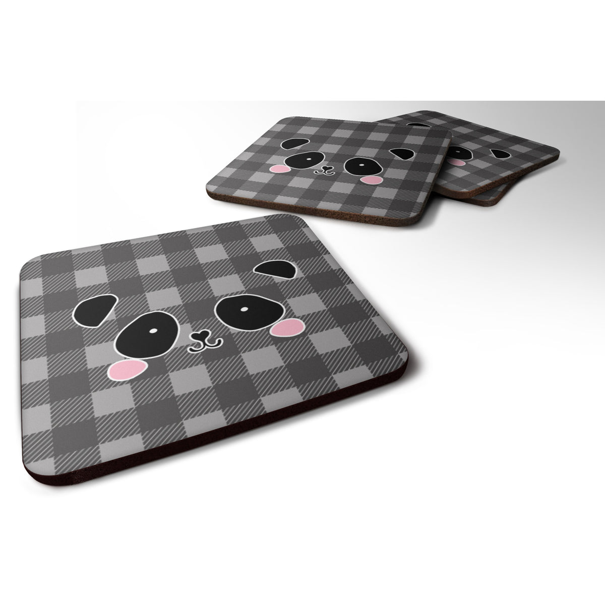 'Caroline'S Treasures Panda Bear Face Foam Coaster Set Of 4, 3.5, Multicolor''