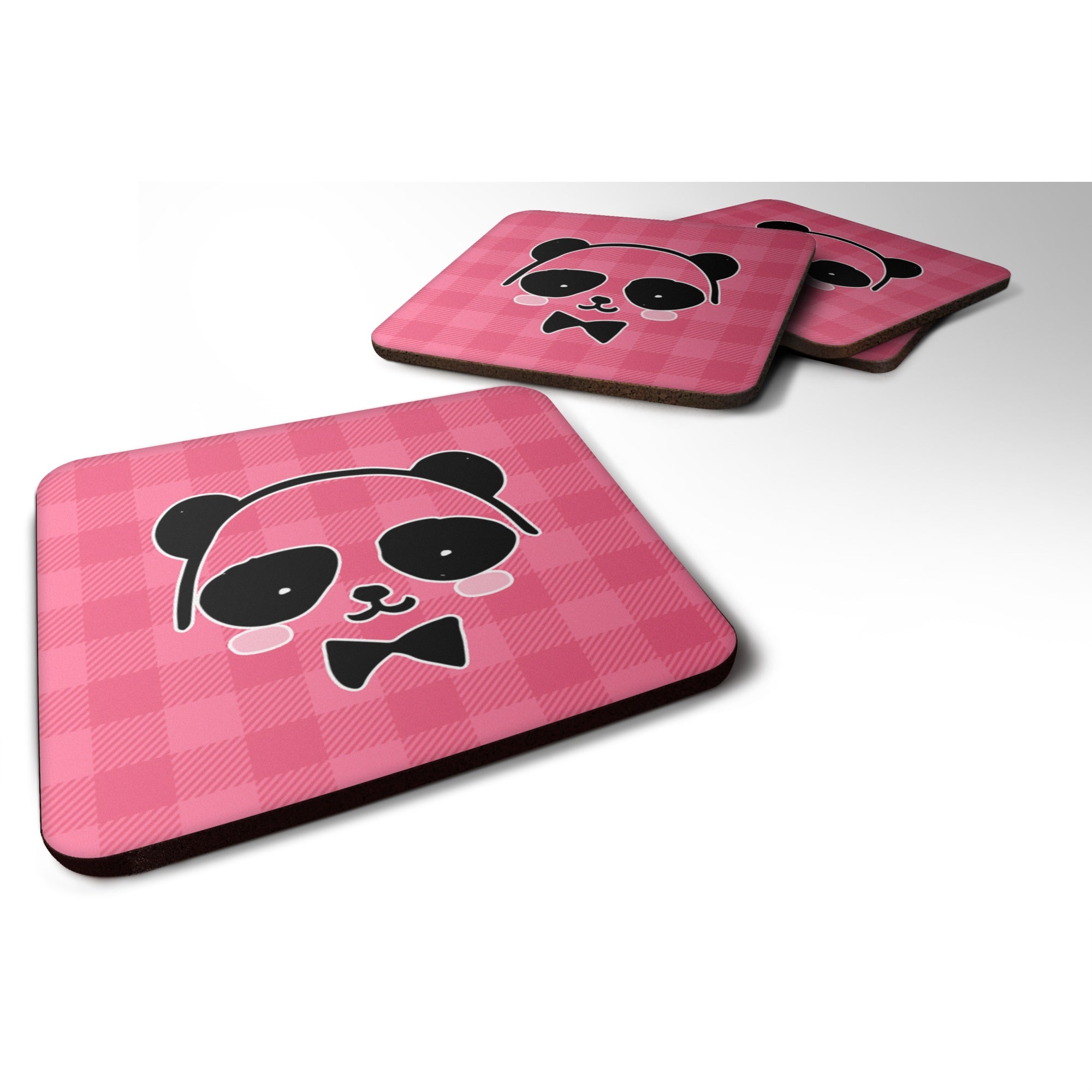 'Caroline'S Treasures Panda Bear Pink Face Foam Coaster Set Of 4, 3.5, Multicolor''