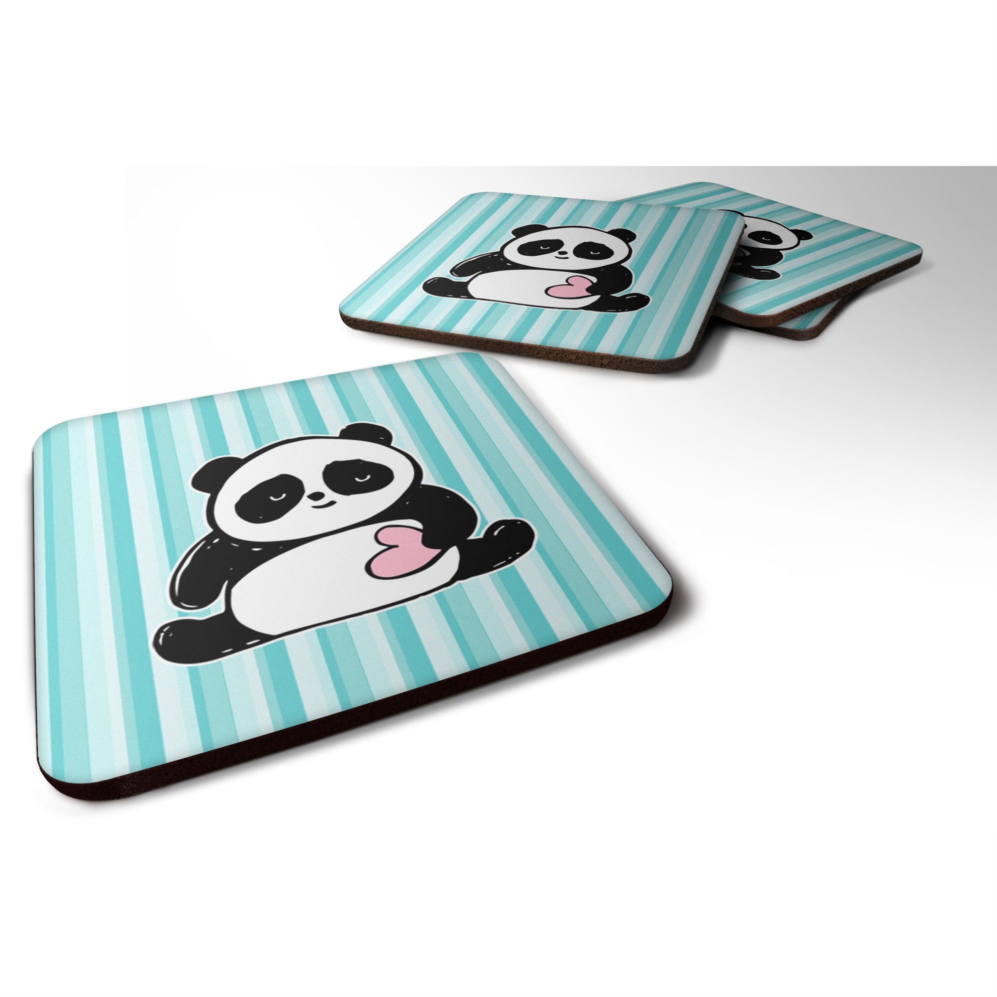 'Caroline'S Treasures Panda Bear Love Foam Coaster Set Of 4, 3.5, Multicolor''