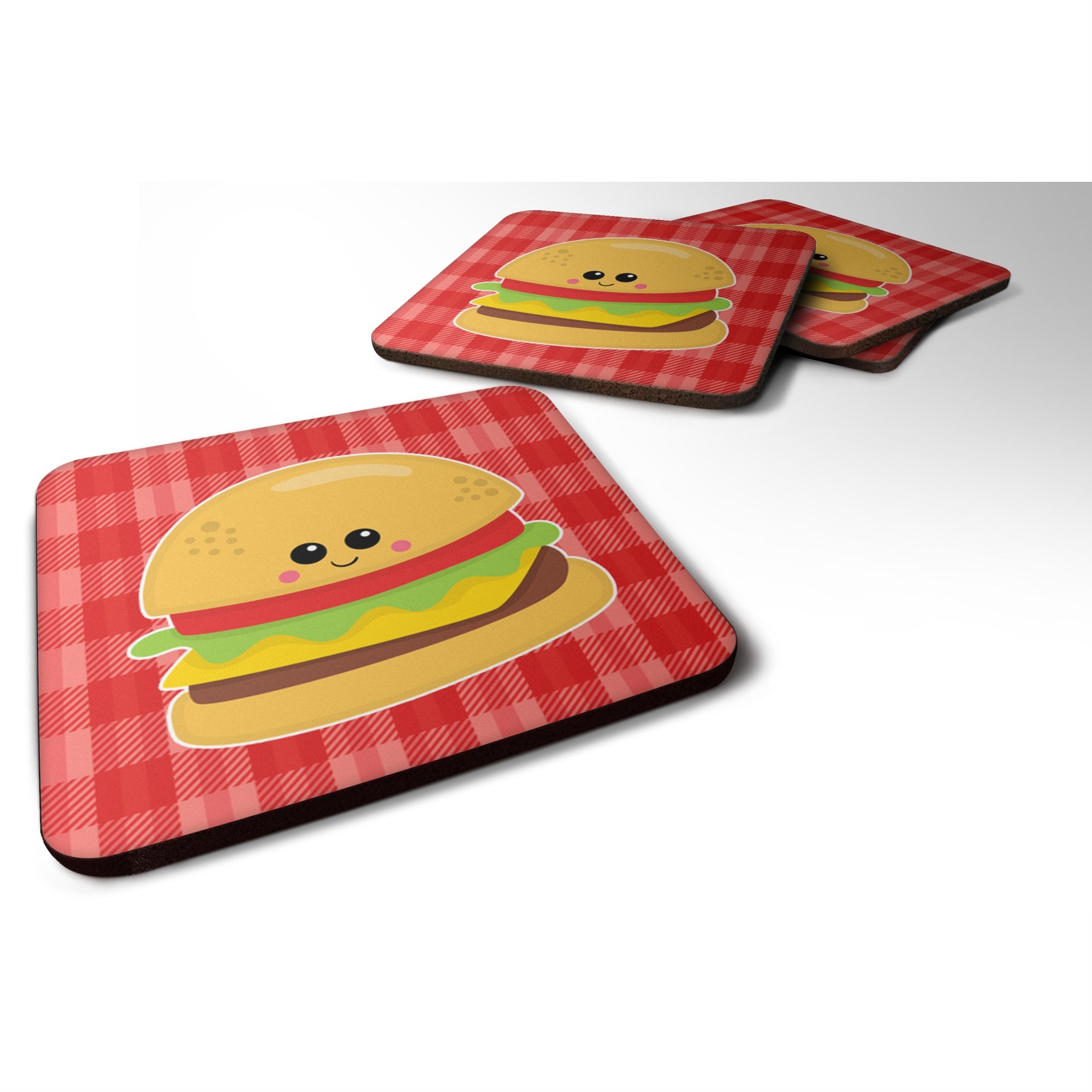 'Caroline'S Treasures Hamburger Face Foam Coaster Set Of 4, 3.5, Multicolor''