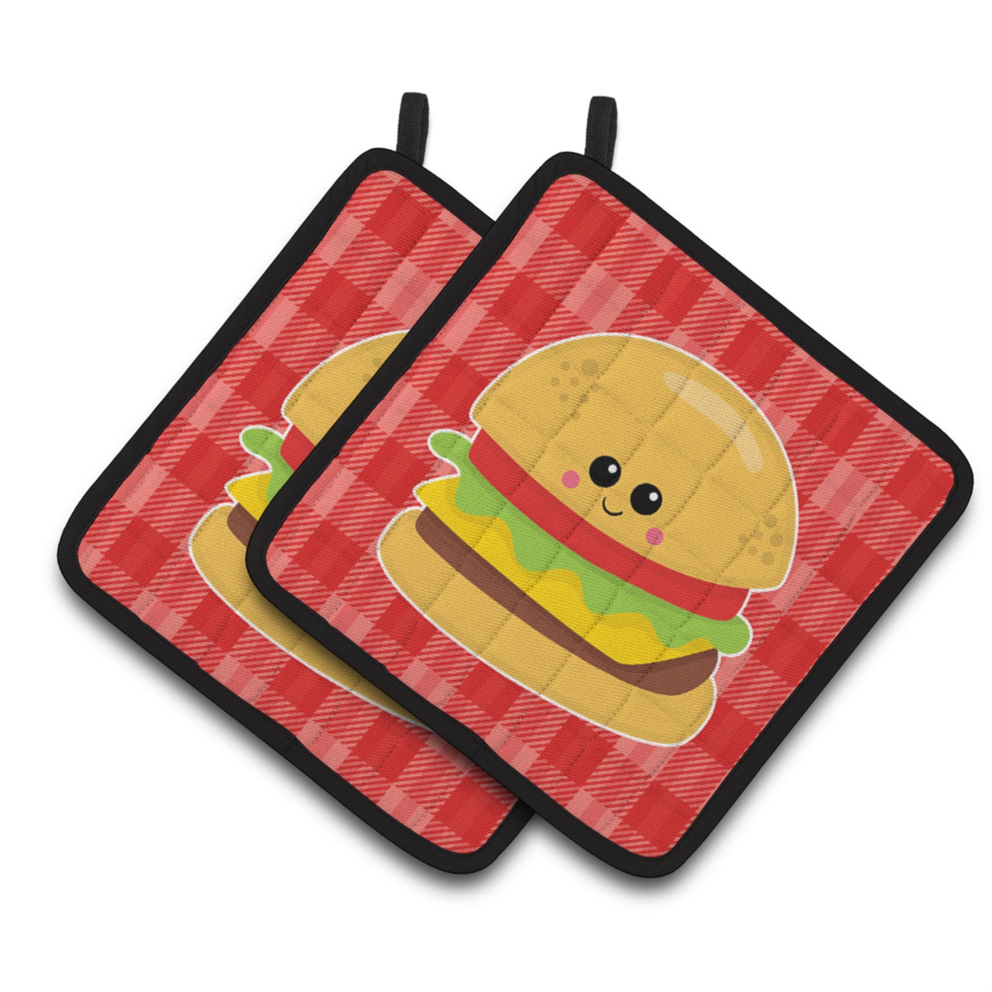 'Caroline'S Treasures Bb7042Pthd Hamburger Face Pair Of Pot Holders, 7.5 X 7.5'''', Multicolor''