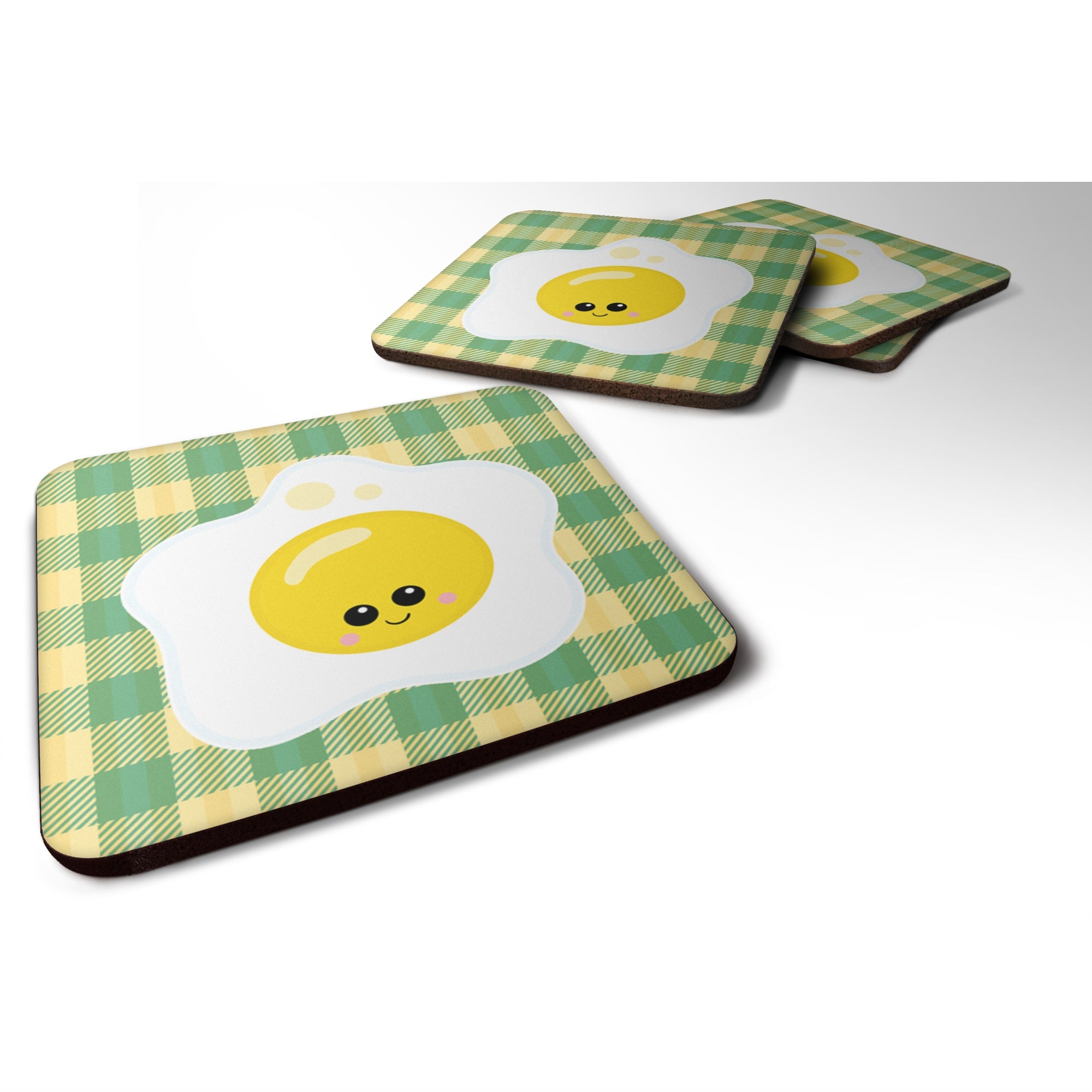 'Caroline'S Treasures Fried Egg Face Foam Coaster Set Of 4, 3.5, Multicolor''
