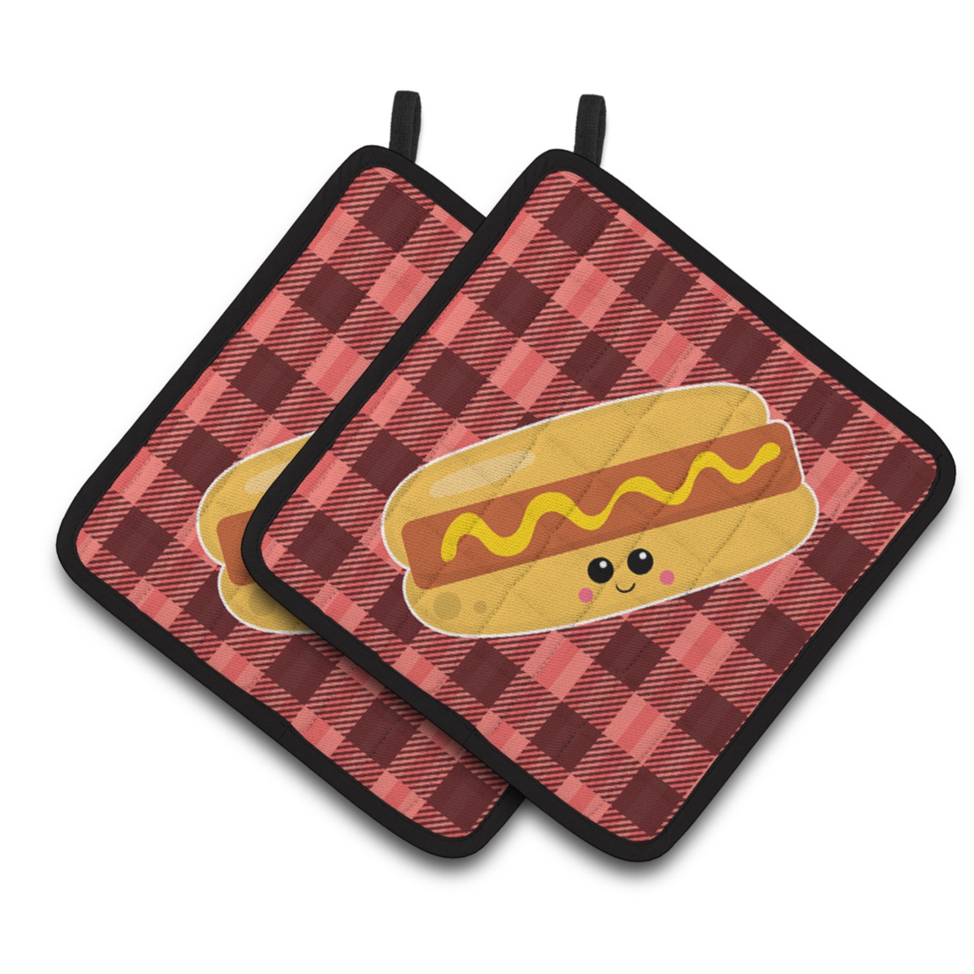 'Caroline'S Treasures Bb7045Pthd Hot Dog Face Pair Of Pot Holders, 7.5 X 7.5'''', Multicolor''