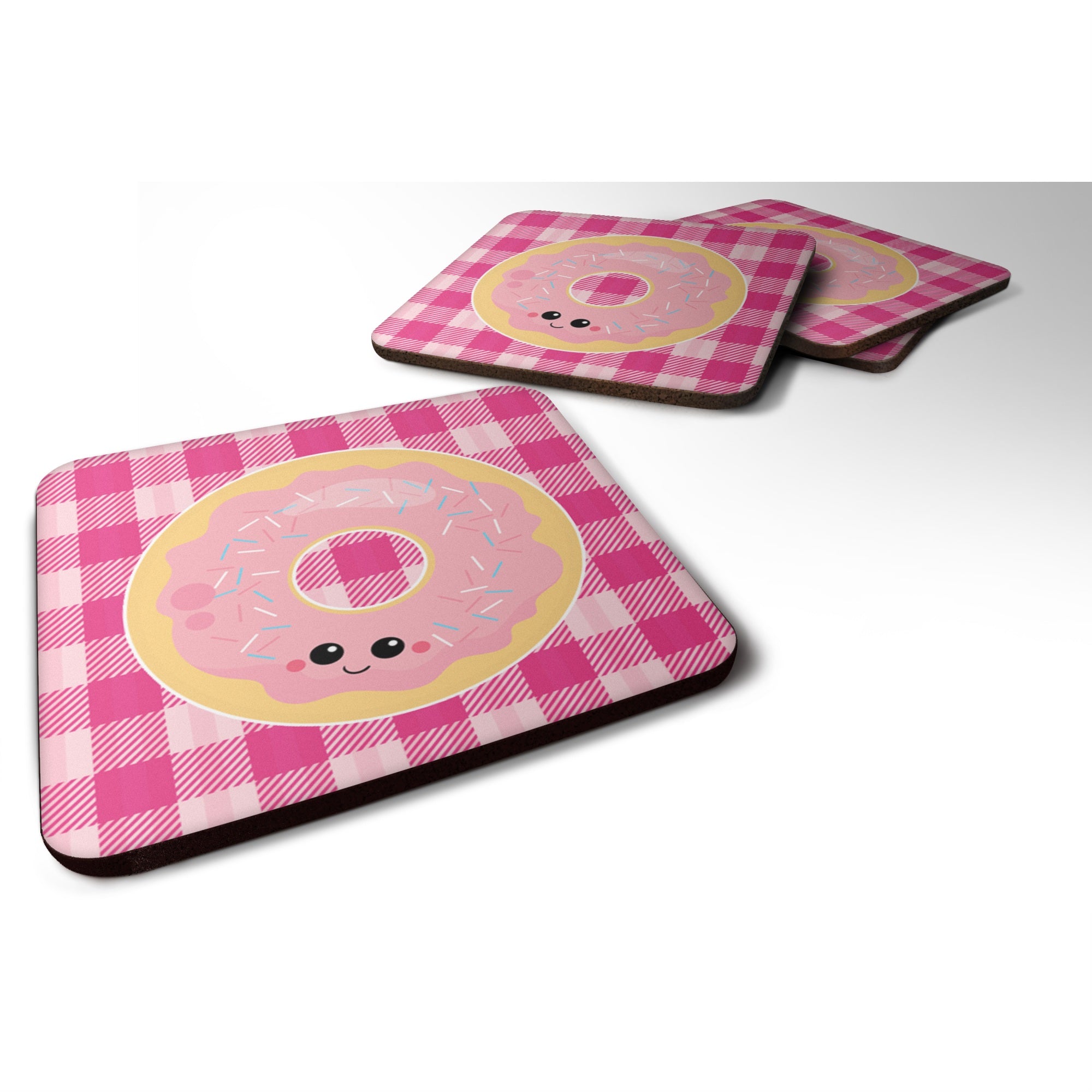 'Caroline'S Treasures Donut Face Foam Coaster Set Of 4, 3.5, Multicolor''