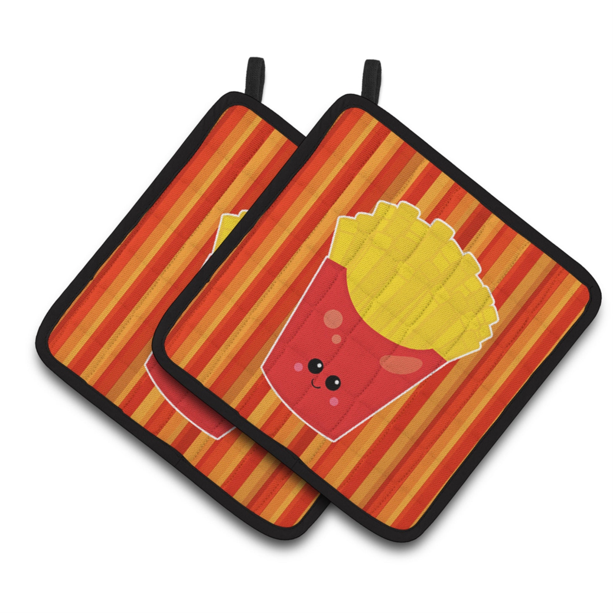 'Caroline'S Treasures Bb7050Pthd French Fries Face Pair Of Pot Holders, 7.5 X 7.5'''', Multicolor''