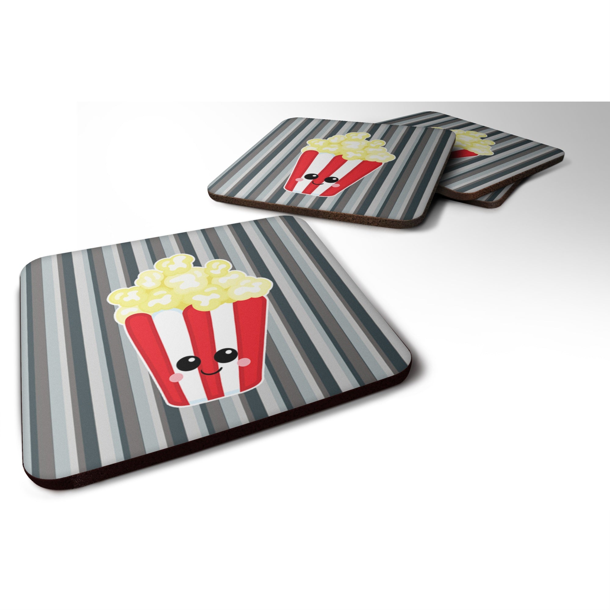 'Caroline'S Treasures Popcorn Face Foam Coaster Set Of 4, 3.5, Multicolor''