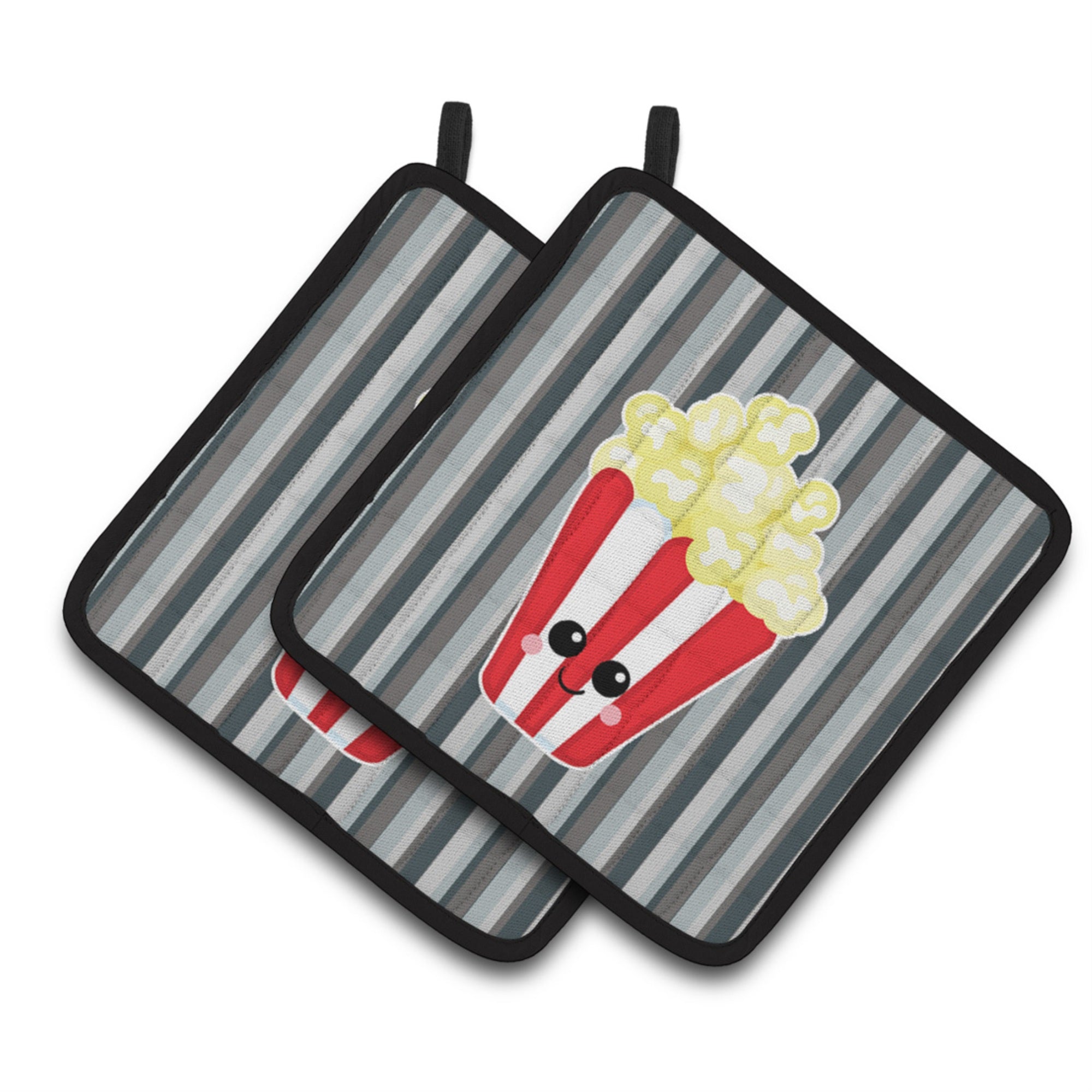 'Caroline'S Treasures Bb7053Pthd Popcorn Face Pair Of Pot Holders, 7.5 X 7.5'''', Multicolor''