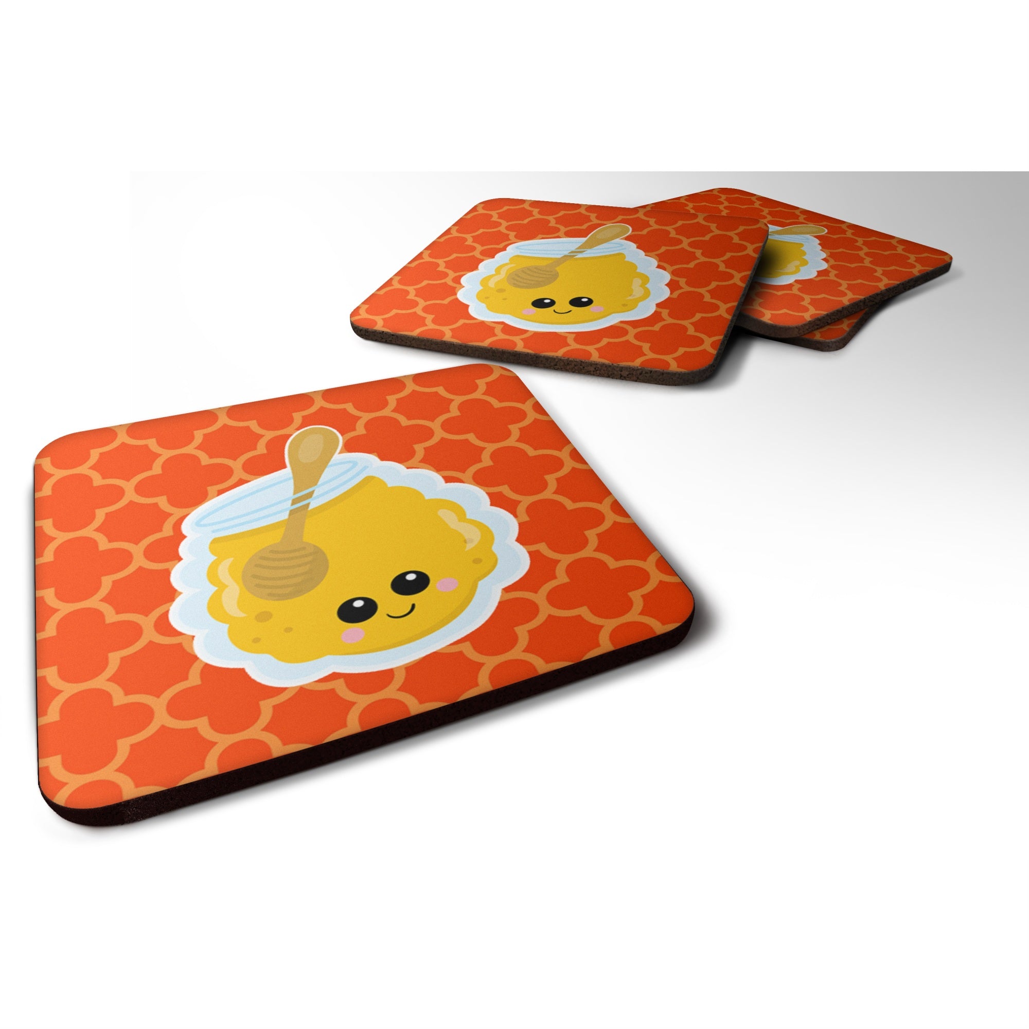 'Caroline'S Treasures Honey Jar Face Foam Coaster Set Of 4, 3.5, Multicolor''