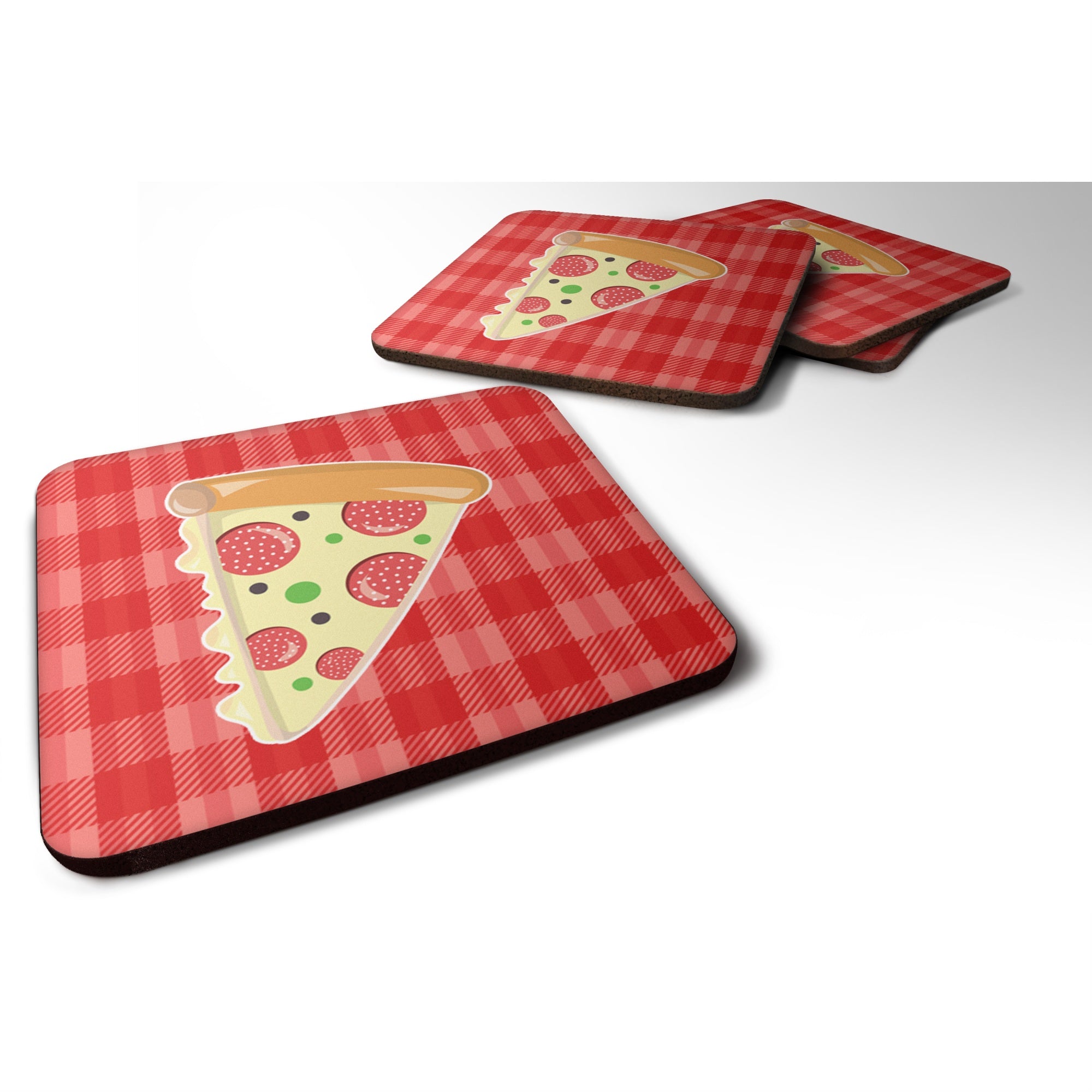 'Caroline'S Treasures Slice Of Pizza Foam Coaster Set Of 4, 3.5, Multicolor''