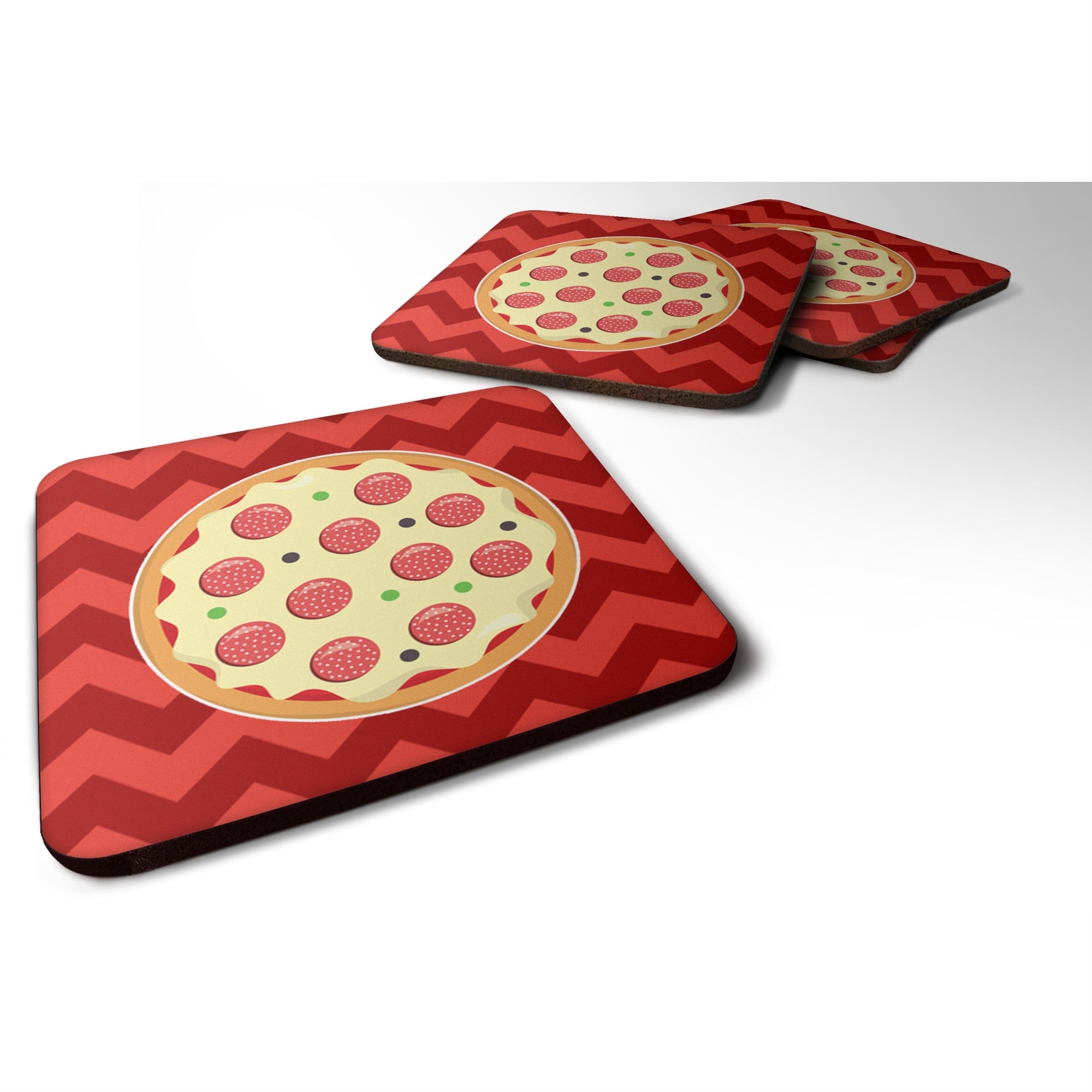 'Caroline'S Treasures Large Pizza Foam Coaster Set Of 4, 3.5, Multicolor''