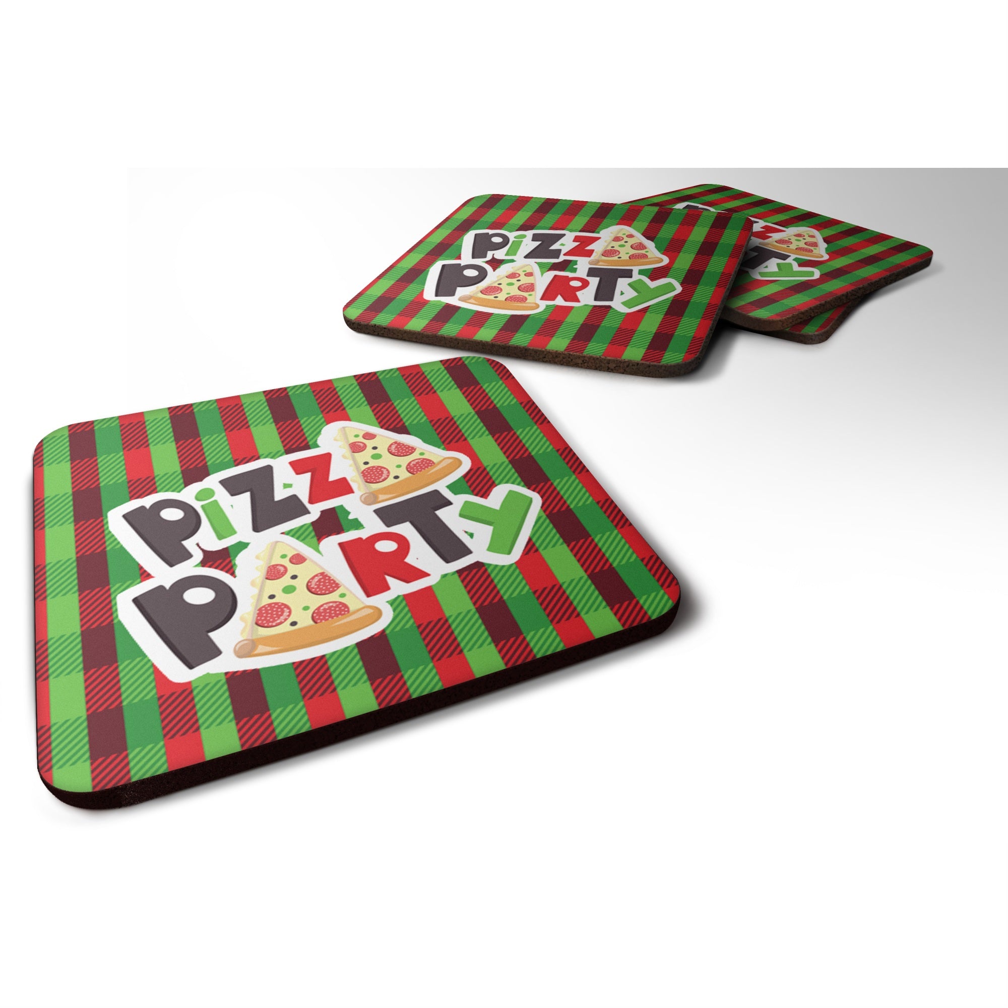 'Caroline'S Treasures Pizza Party Foam Coaster Set Of 4, 3.5, Multicolor''