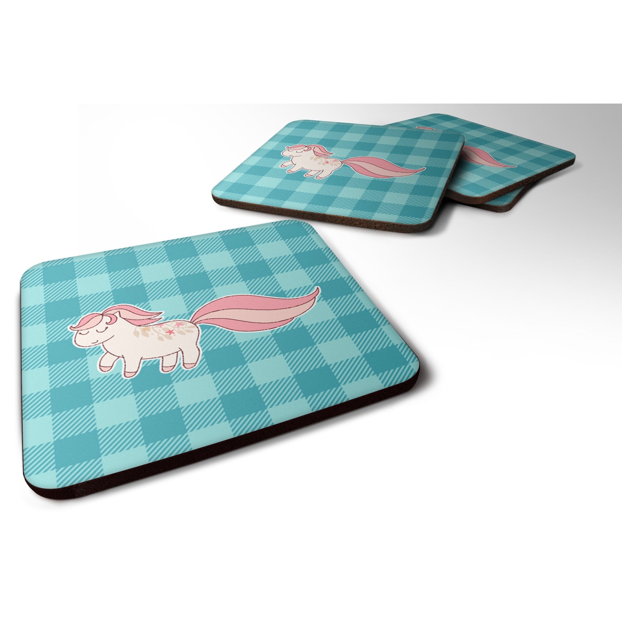 'Caroline'S Treasures Little Pink Pony Polkadots Foam Coaster Set Of 4, 3.5, Multicolor''