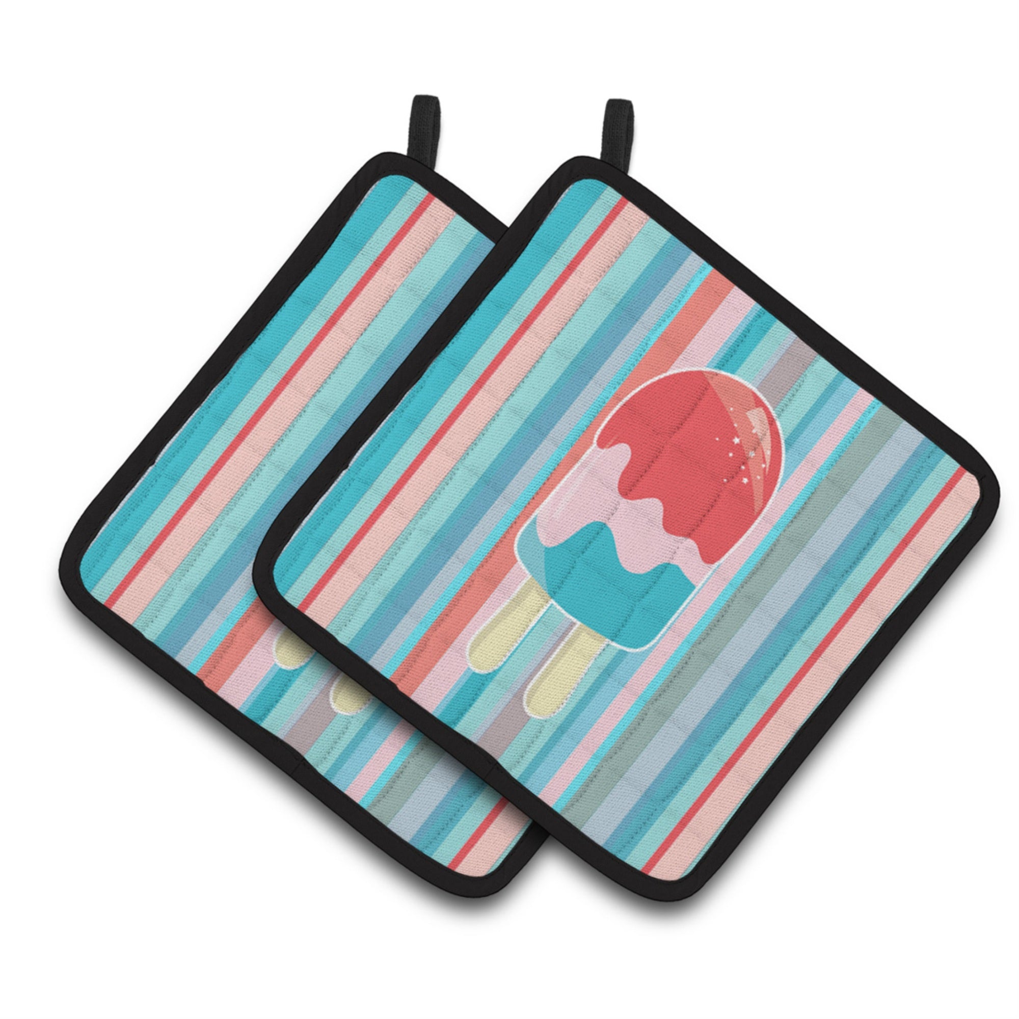'Caroline'S Treasures Bb7062Pthd Ice Pop Popcicle Red Pink Blue Pair Of Pot Holders, 7.5 X 7.5'''', Multicolor''