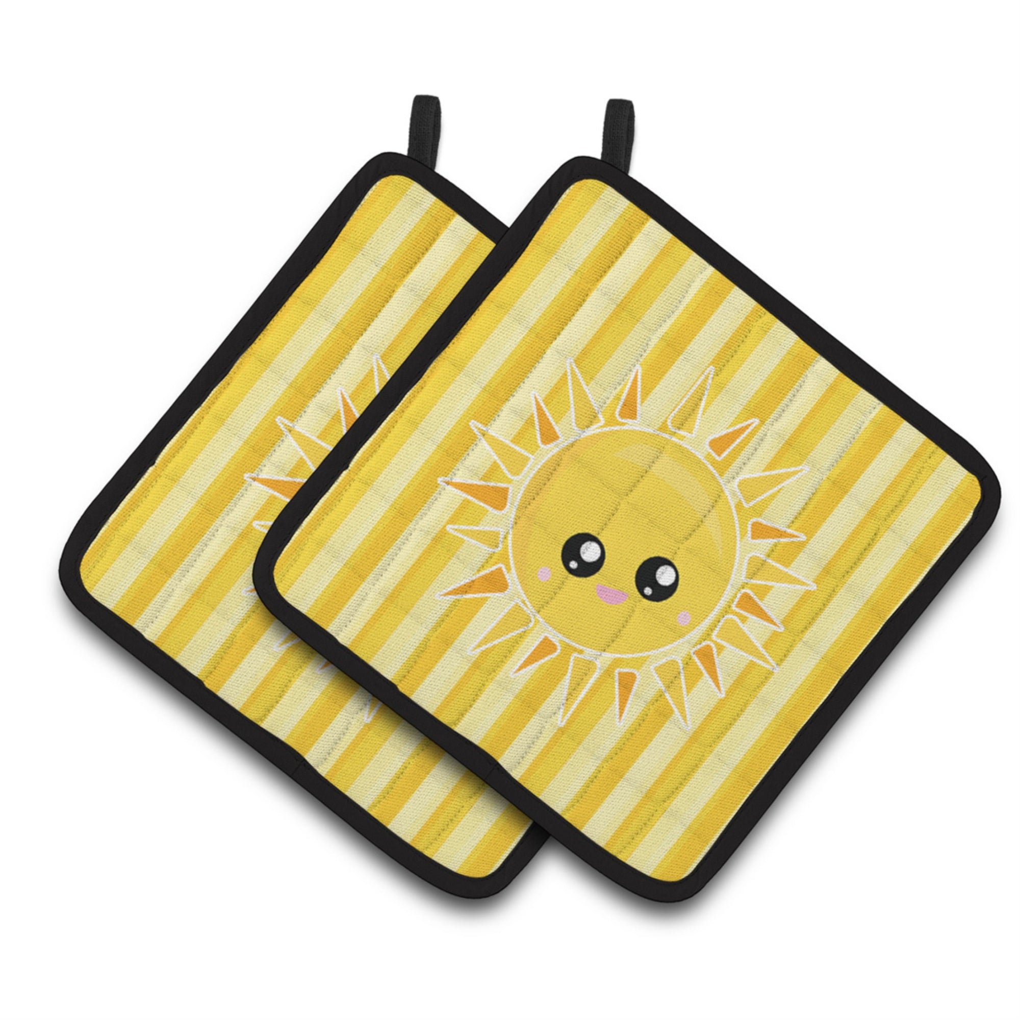 'Caroline'S Treasures Sunshine Sun Face On Stripes Pair Of Pot Holders, 7.5 X 7.5, Multicolor''