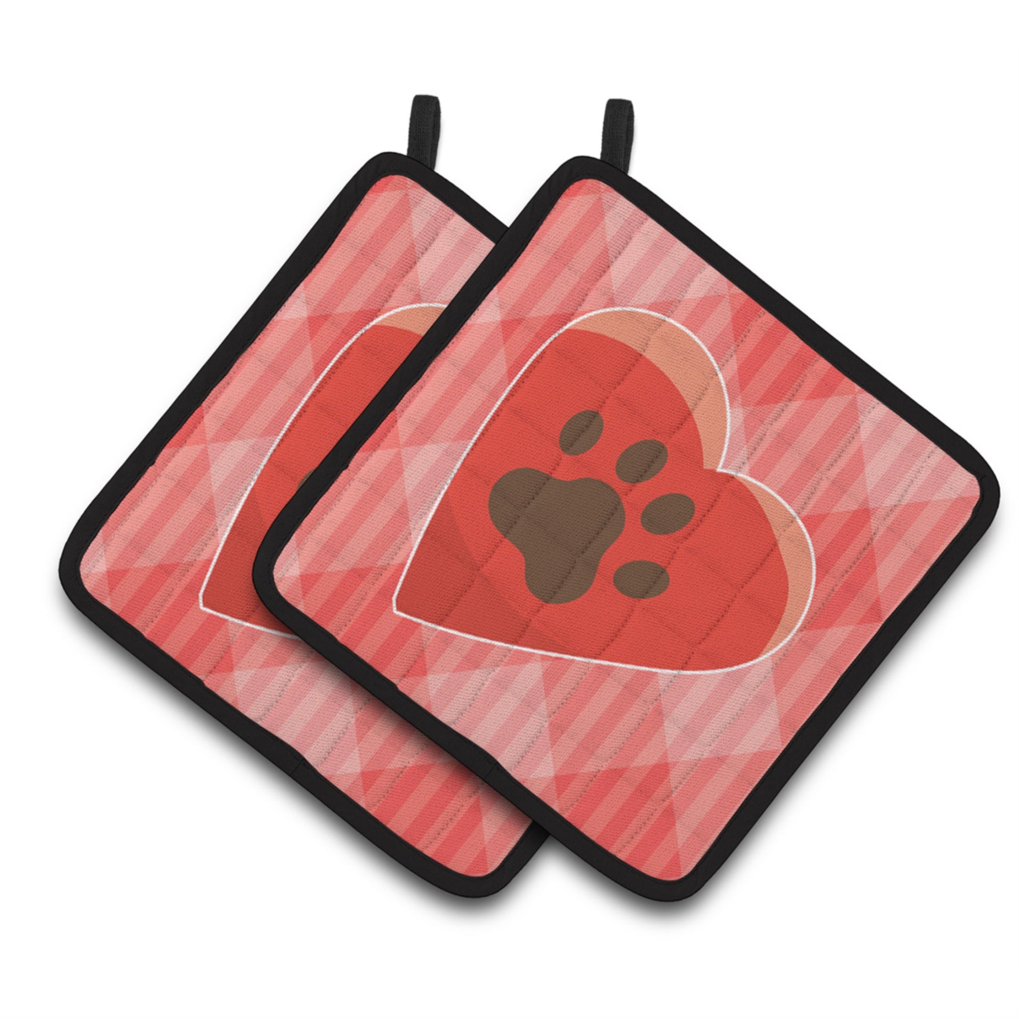 'Caroline'S Treasures Bb7073Pthd Puppy Pawprint Heart Pair Of Pot Holders, 7.5 X 7.5'''', Multicolor''