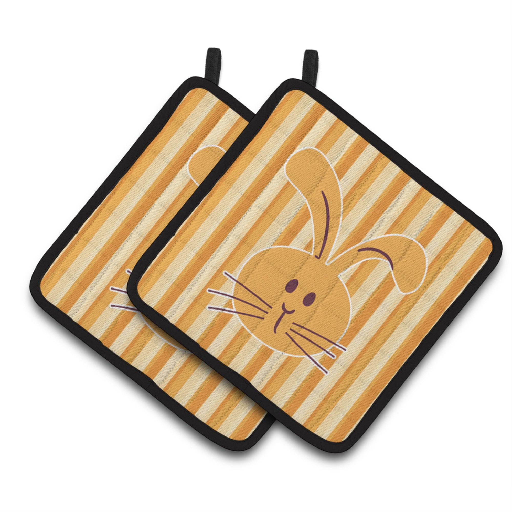 'Caroline'S Treasures Bb7081Pthd Rabbit On Stripes Pair Of Pot Holders, 7.5 X 7.5'''', Multicolor''