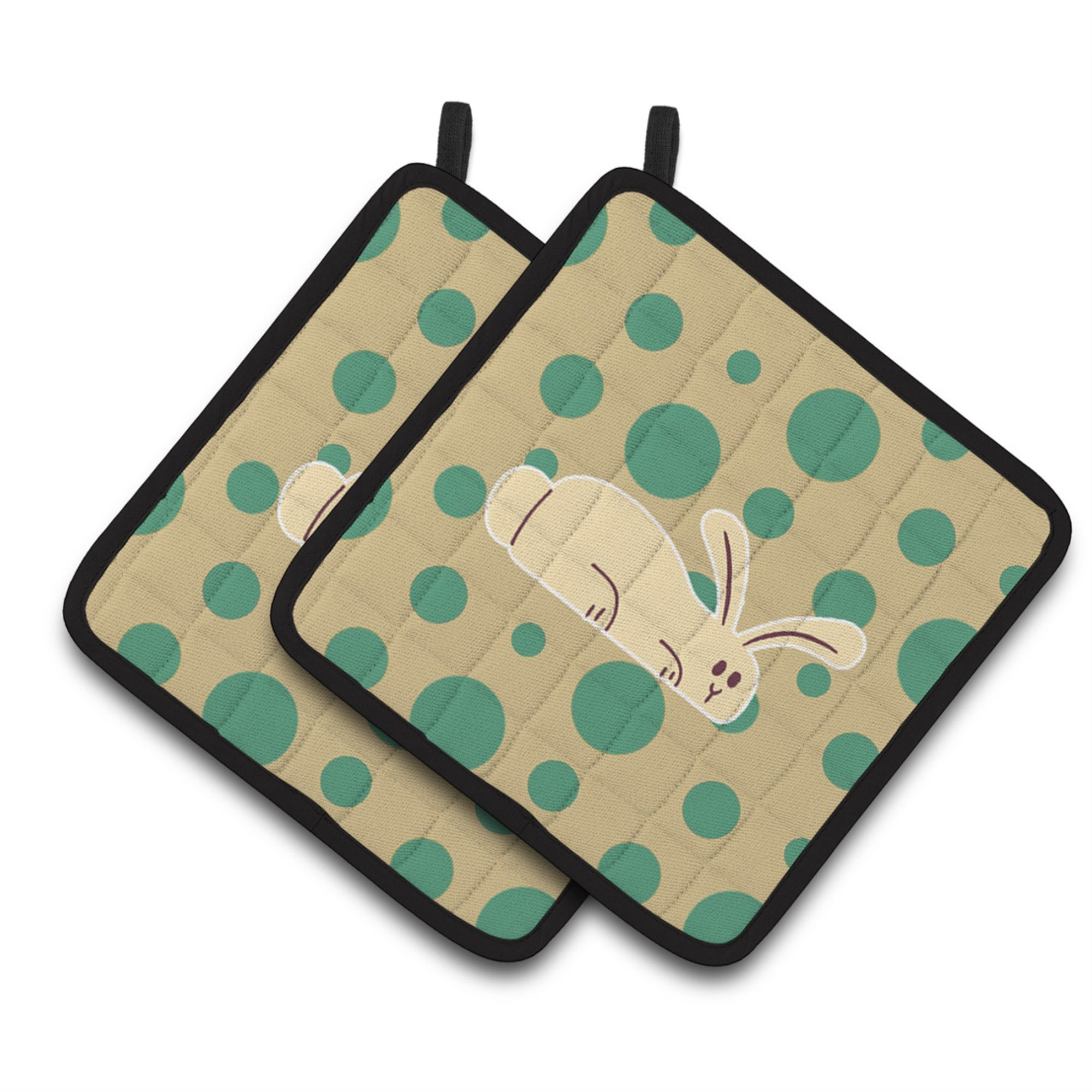 'Caroline'S Treasures Bb7083Pthd Rabbit On Polkadots Pair Of Pot Holders, 7.5 X 7.5'''', Multicolor''