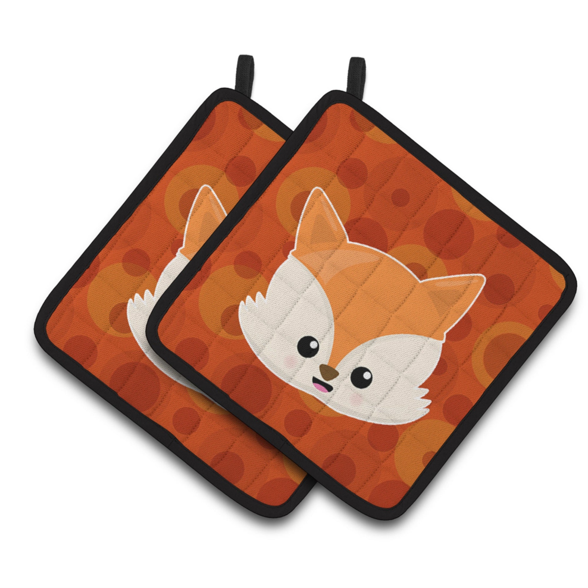 'Caroline'S Treasures Bb7089Pthd Baby Fox Face Polkadots Pair Of Pot Holders, 7.5 X 7.5'''', Multicolor''