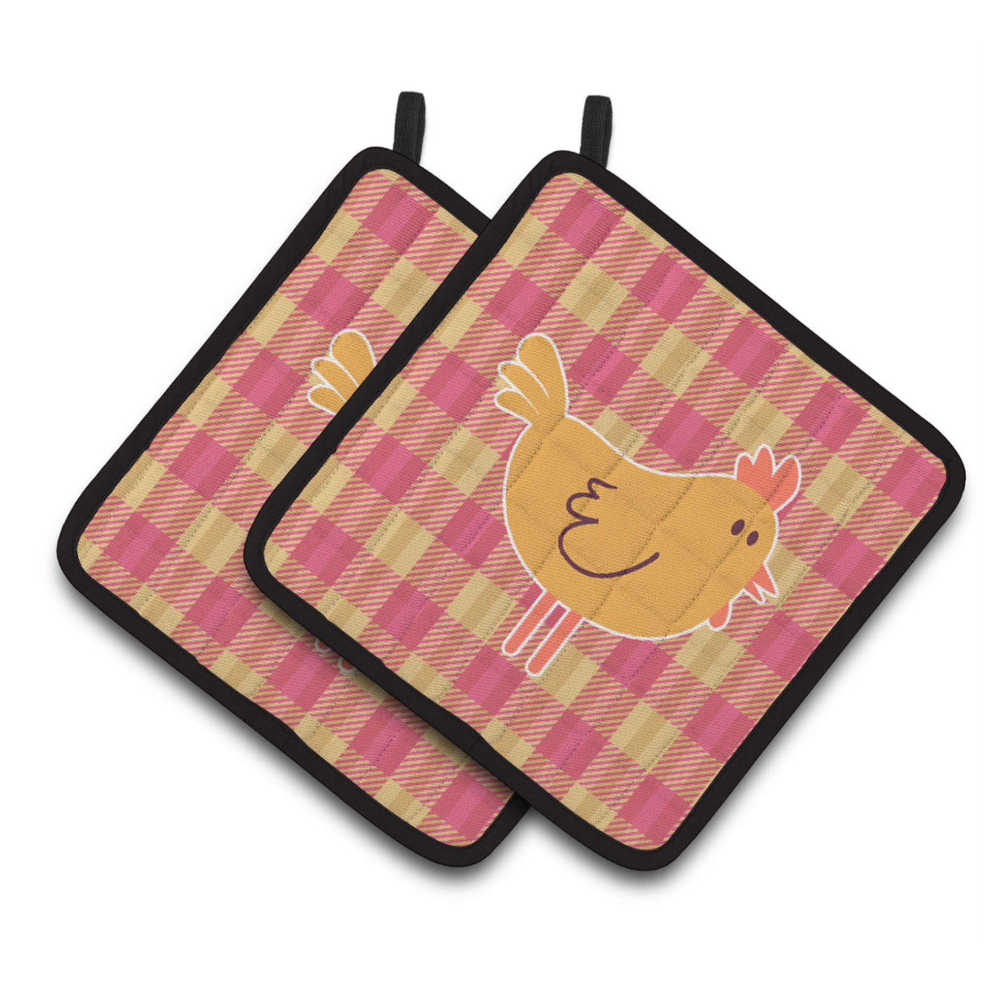 'Caroline'S Treasures Bb7090Pthd Chicken Hen On Gingham Pair Of Pot Holders, 7.5 X 7.5'''', Multicolor''