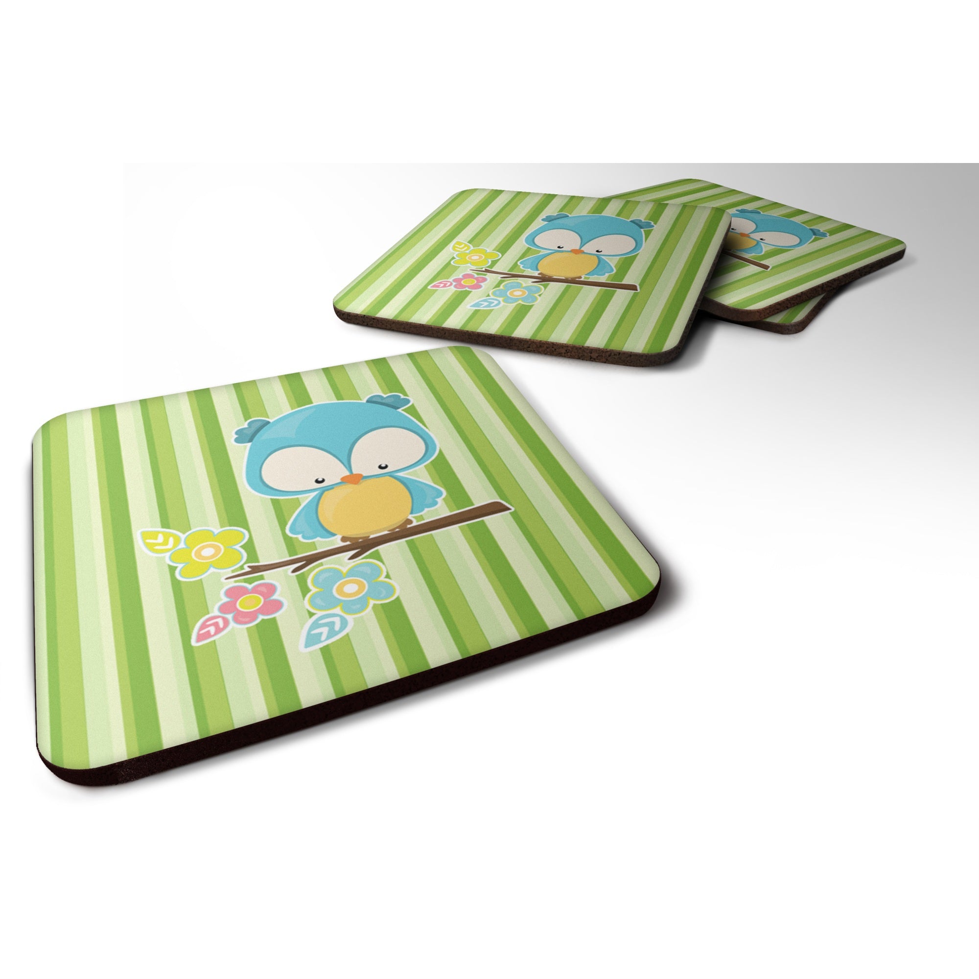 'Caroline'S Treasures Bird On Branch Foam Coaster Set Of 4, 3.5, Multicolor''