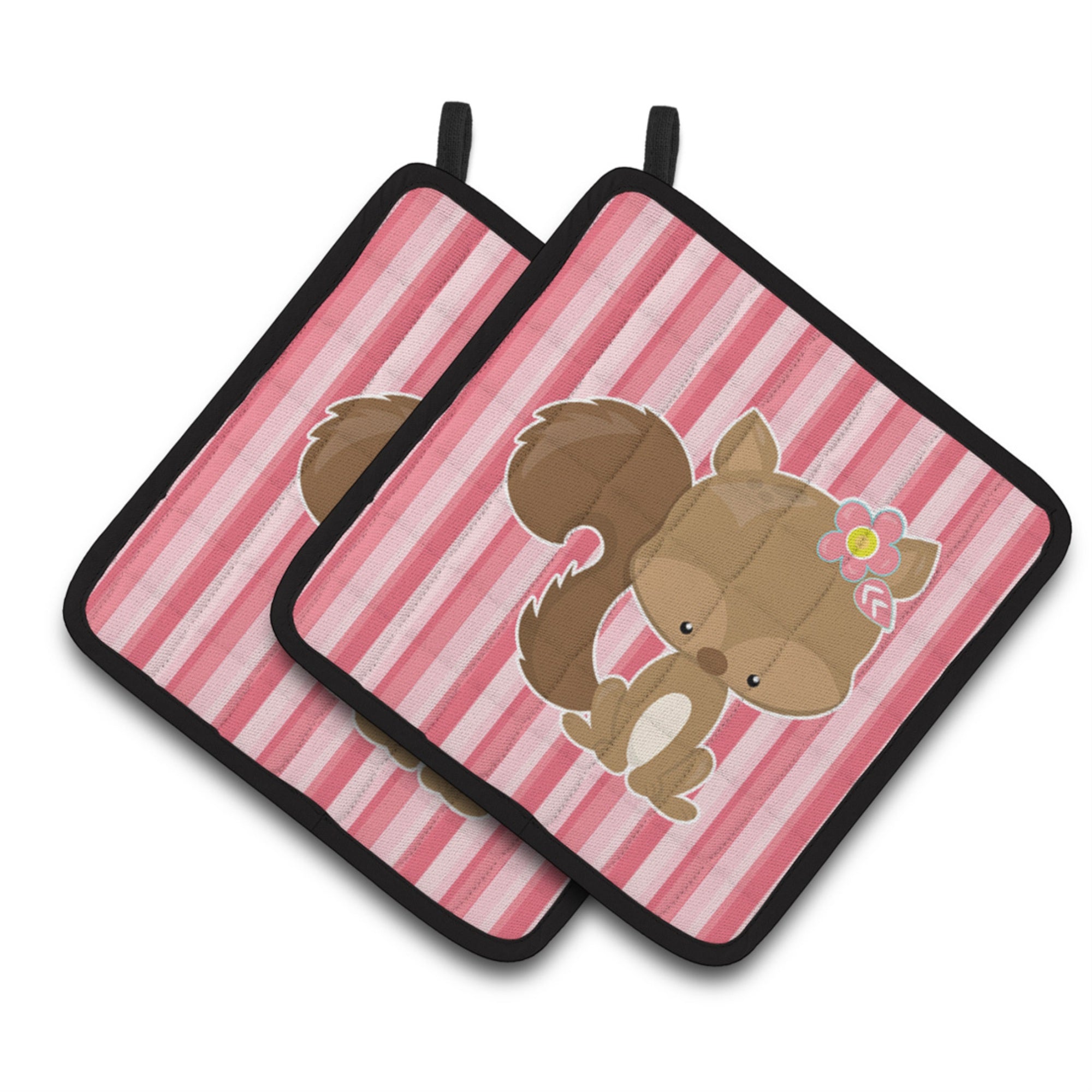 Carolines Treasures BB7094PTHD Squirrel with Flowers Pair of Pot Holders, 7.5 x 7.5, Multicolor