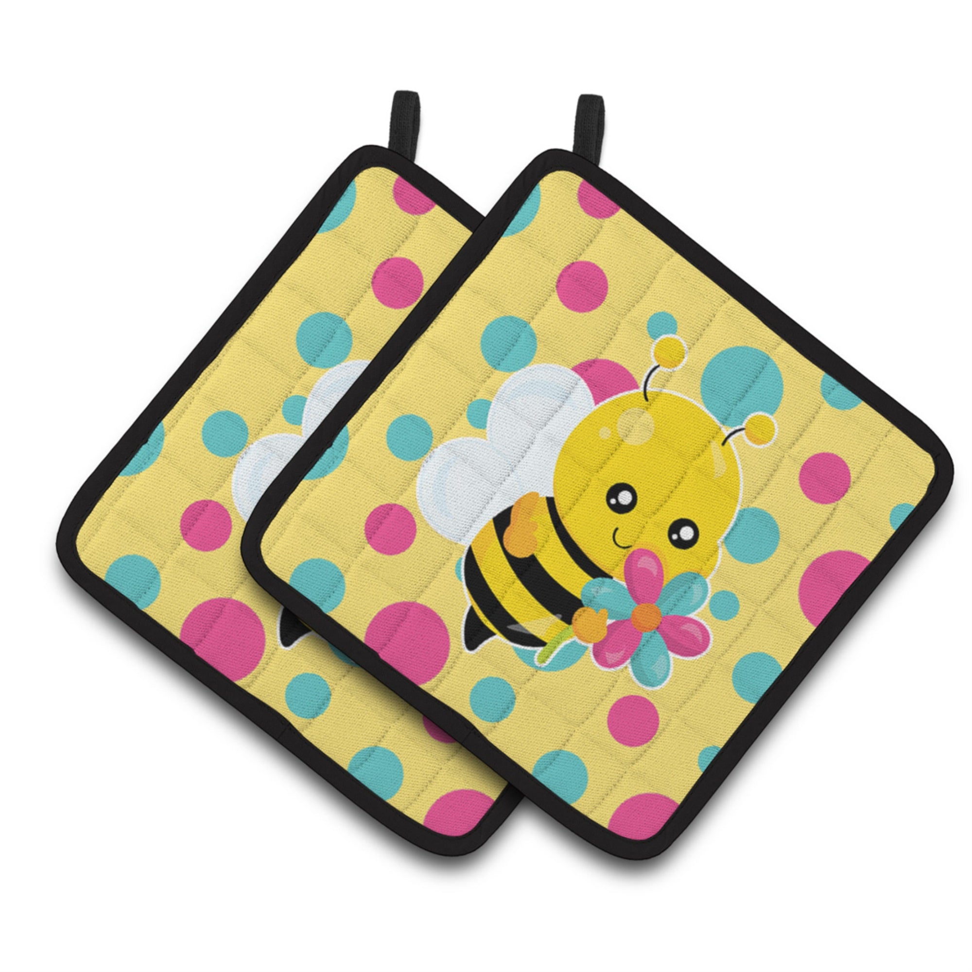 'Caroline'S Treasures Bb7097Pthd Bee With Flower Pair Of Pot Holders, 7.5 X 7.5'''', Multicolor''