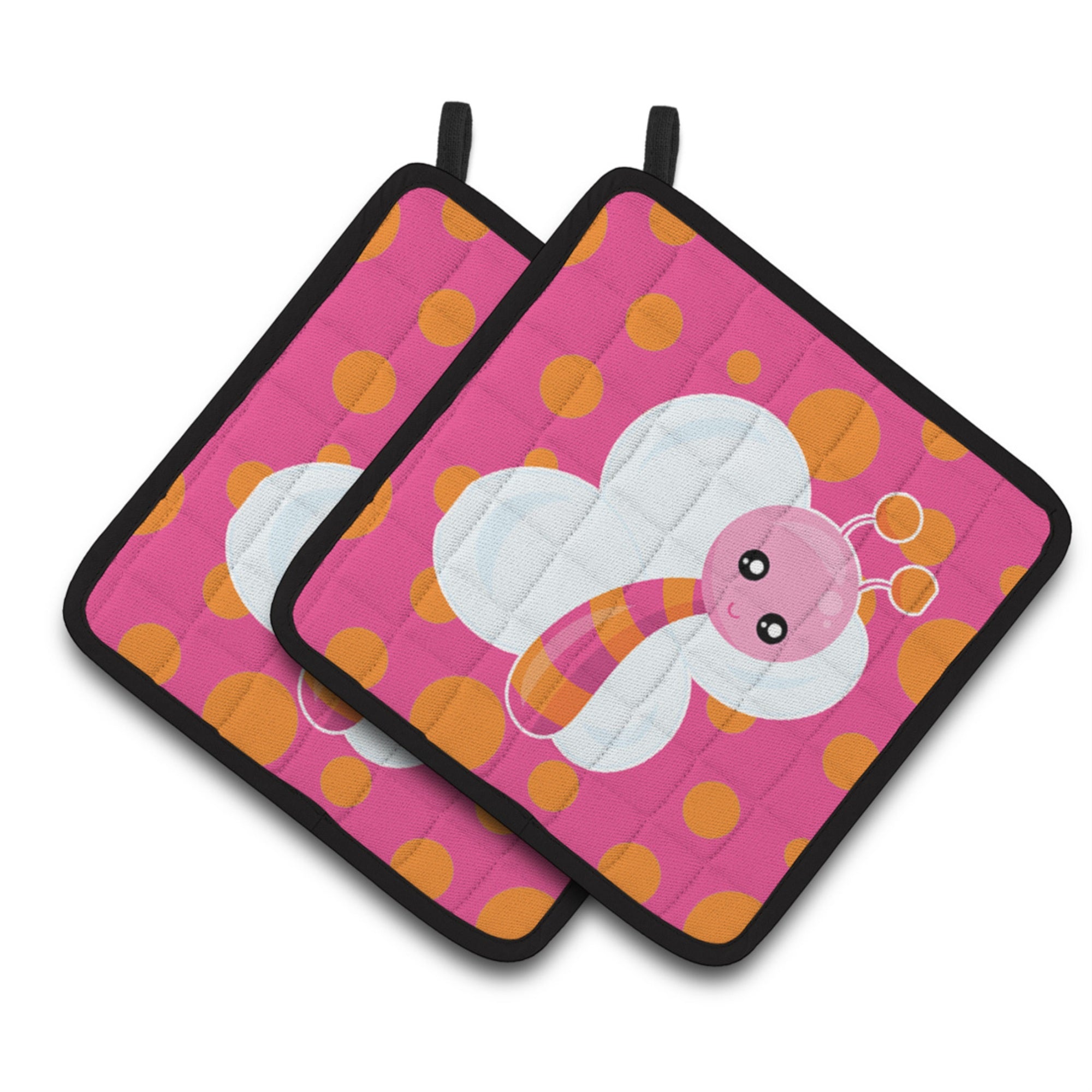 'Caroline'S Treasures Bb7102Pthd Butterfly On Polkadots Pair Of Pot Holders, 7.5 X 7.5'''', Multicolor''