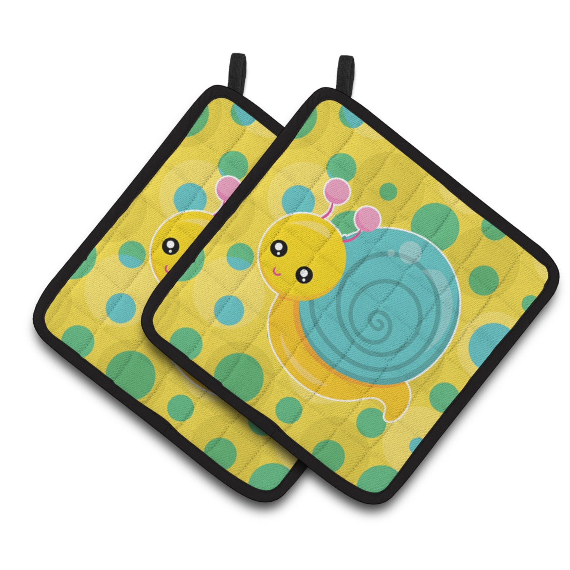 'Caroline'S Treasures Bb7104Pthd Snail On Polkadots Pair Of Pot Holders, 7.5 X 7.5'''', Multicolor''
