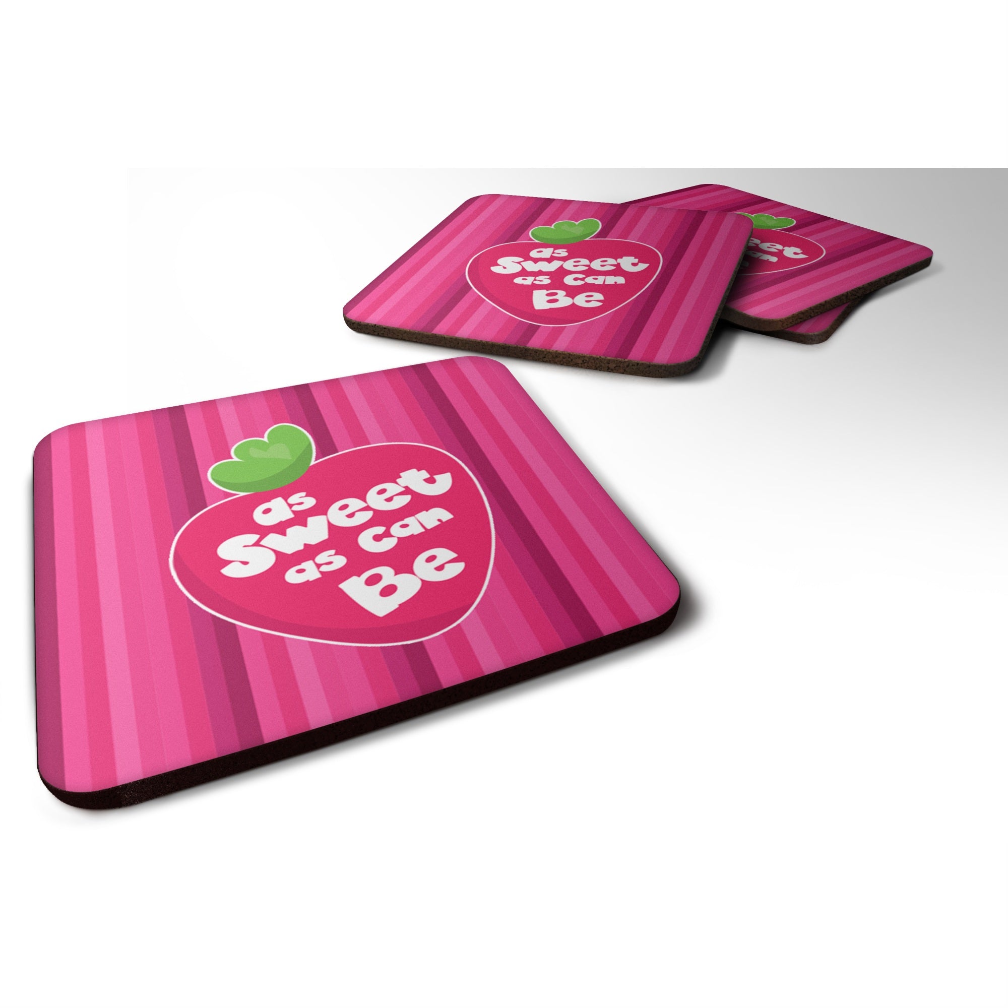 'Caroline'S Treasures Stawberry As Sweet As Can Be Foam Coaster Set Of 4, 3.5, Multicolor''