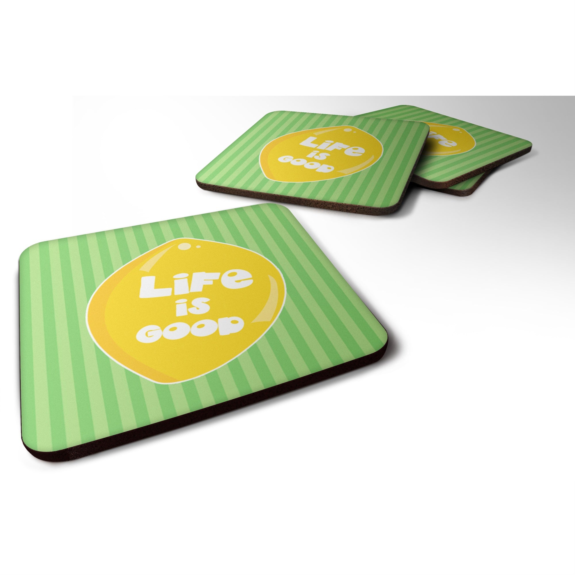 'Caroline'S Treasures Lemon Life Is Good Foam Coaster Set Of 4, 3.5, Multicolor''