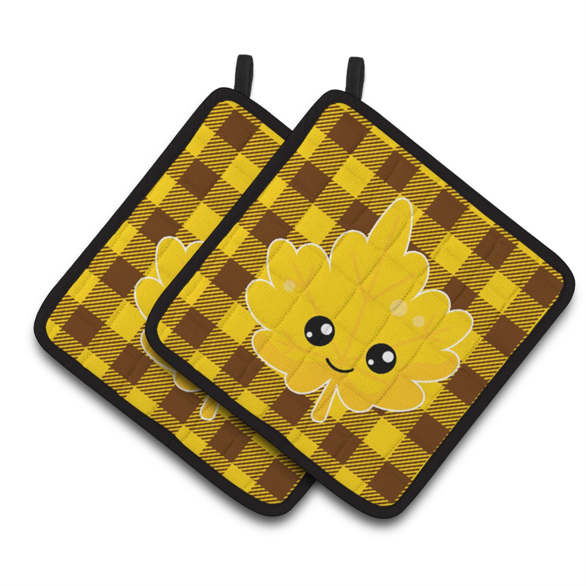 'Caroline'S Treasures Bb7110Pthd Fall Leaf On Gingham Pair Of Pot Holders, 7.5 X 7.5'''', Multicolor''