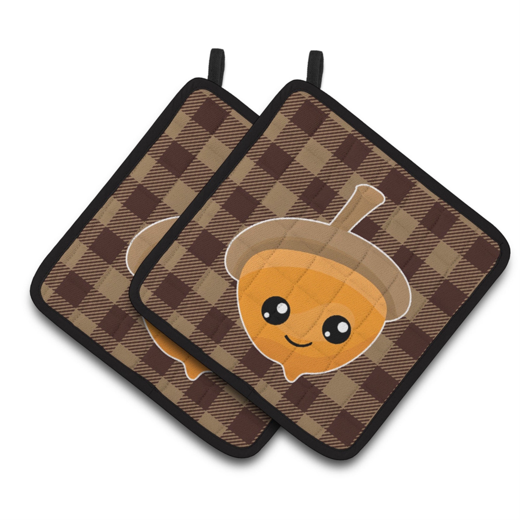 'Caroline'S Treasures Bb7111Pthd Fall Acorn On Gingham Pair Of Pot Holders, 7.5 X 7.5'''', Multicolor''