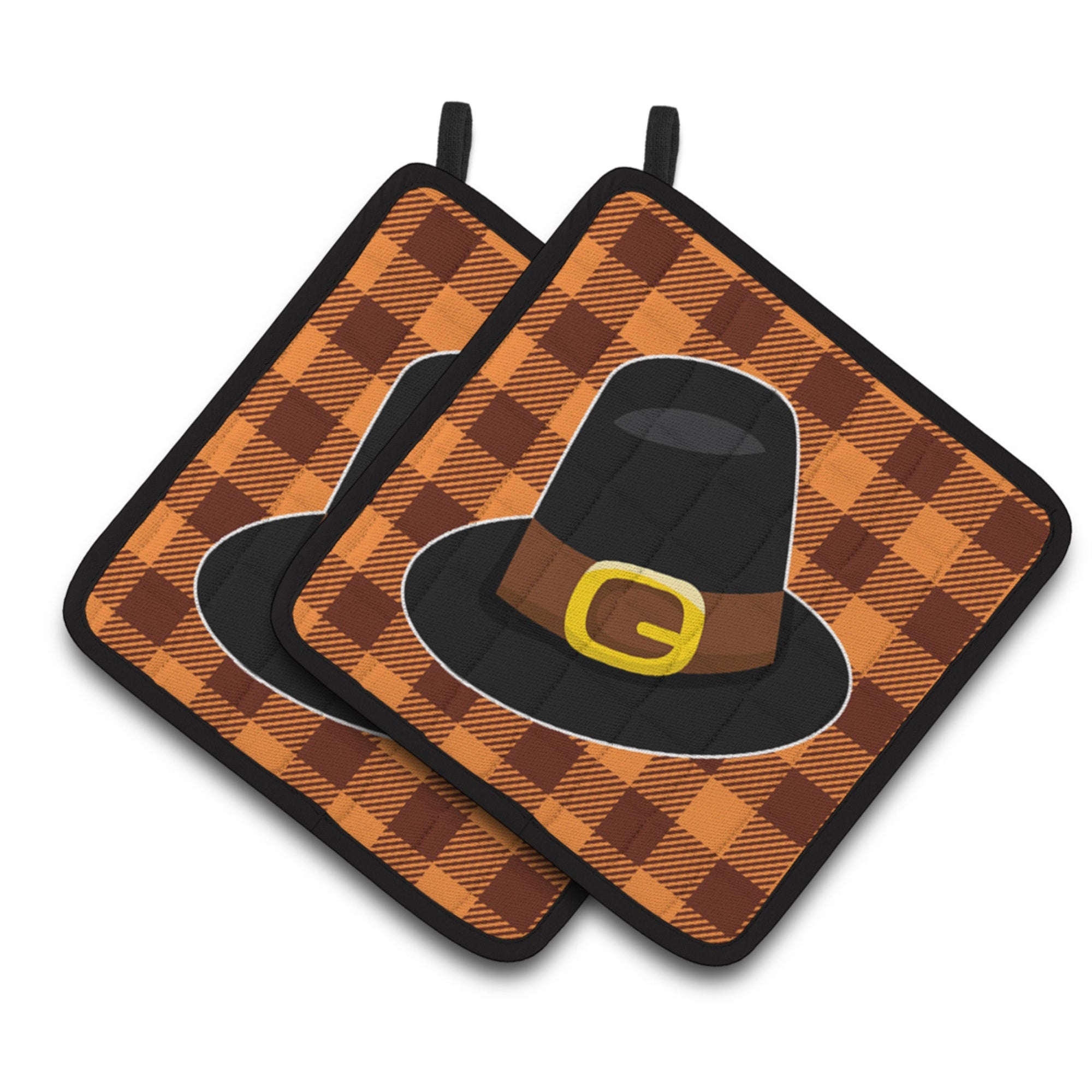 'Caroline'S Treasures Bb7112Pthd Thanksgiving Pilgrim Hat Pair Of Pot Holders, 7.5 X 7.5'''', Multicolor''