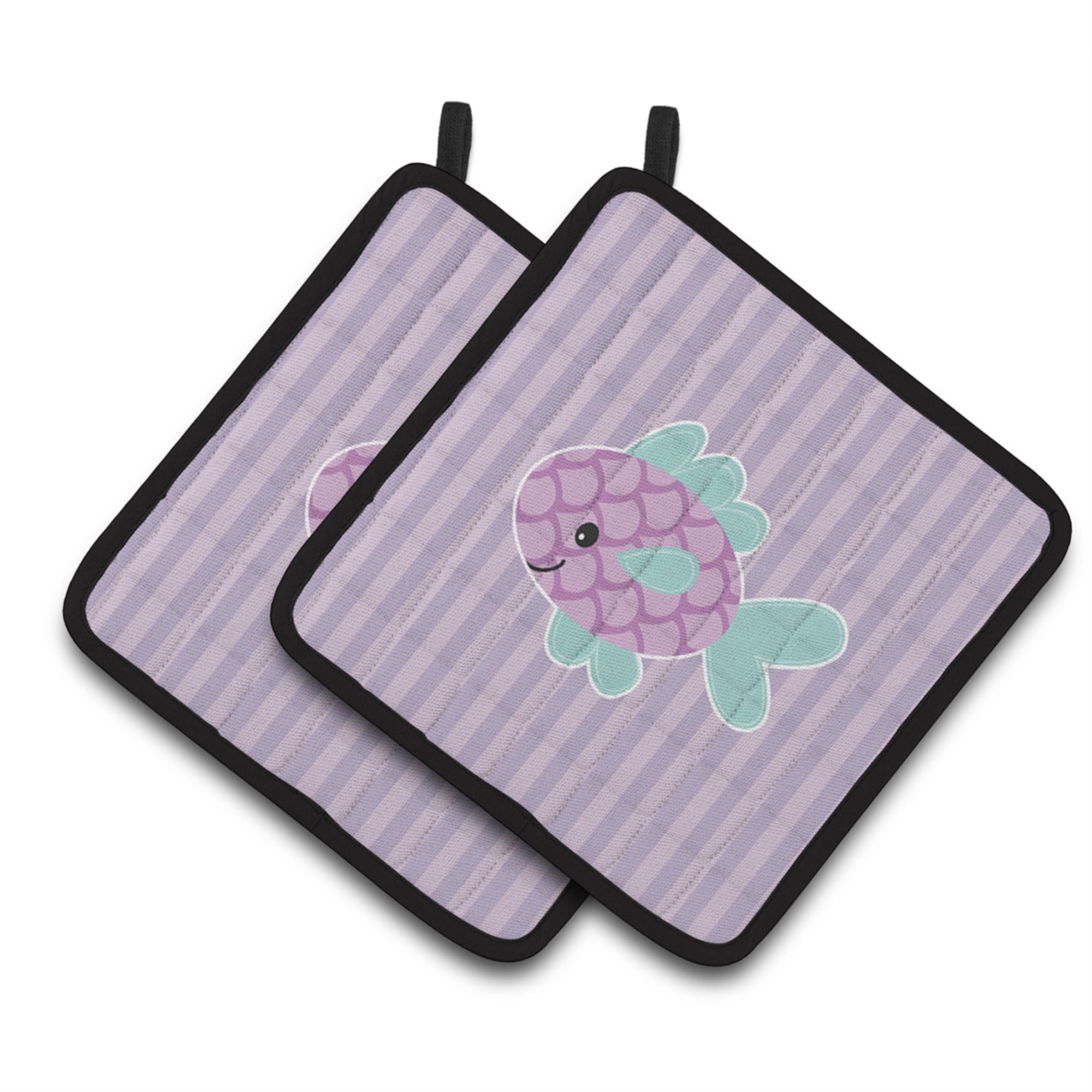 'Caroline'S Treasures Bb7128Pthd Purple Fish Pair Of Pot Holders, 7.5 X 7.5'''', Multicolor''