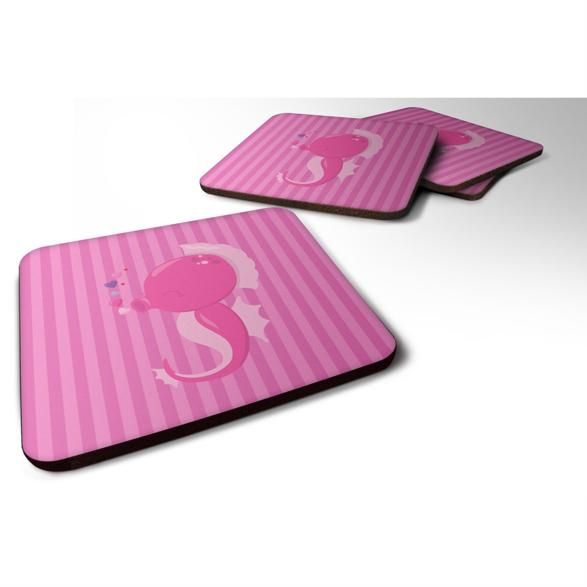 'Caroline'S Treasures Pink Seahorse Foam Coaster Set Of 4, 3.5, Multicolor''